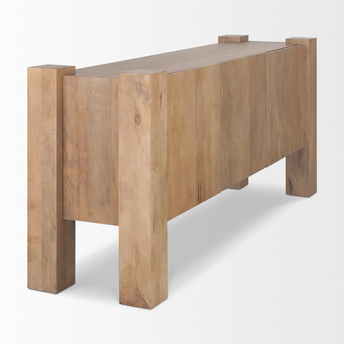 Beth Light Brown Wood w/ 3 Doors Sideboard-Sideboards & Buffets-DECOROLALA
