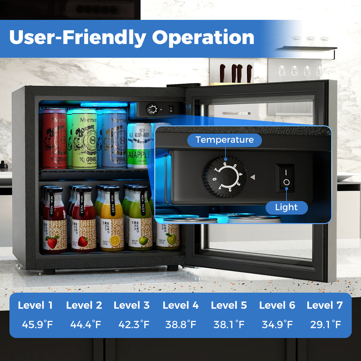Beverage Refrigerator Cooler 1.3 Cu. Ft. 12 Bottles 55 Cans Mini Fridge-Black-Wine & Beverage Coolers-DECOROLALA