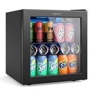 Beverage Refrigerator Cooler 1.3 Cu. Ft. 12 Bottles 55 Cans Mini Fridge-Black-Wine & Beverage Coolers-DECOROLALA