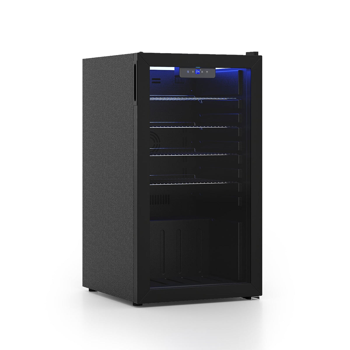 Beverage Refrigerator Cooler with Glass Door-Black-Wine & Beverage Coolers-DECOROLALA