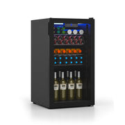Beverage Refrigerator Cooler with Glass Door-Black-Wine & Beverage Coolers-DECOROLALA