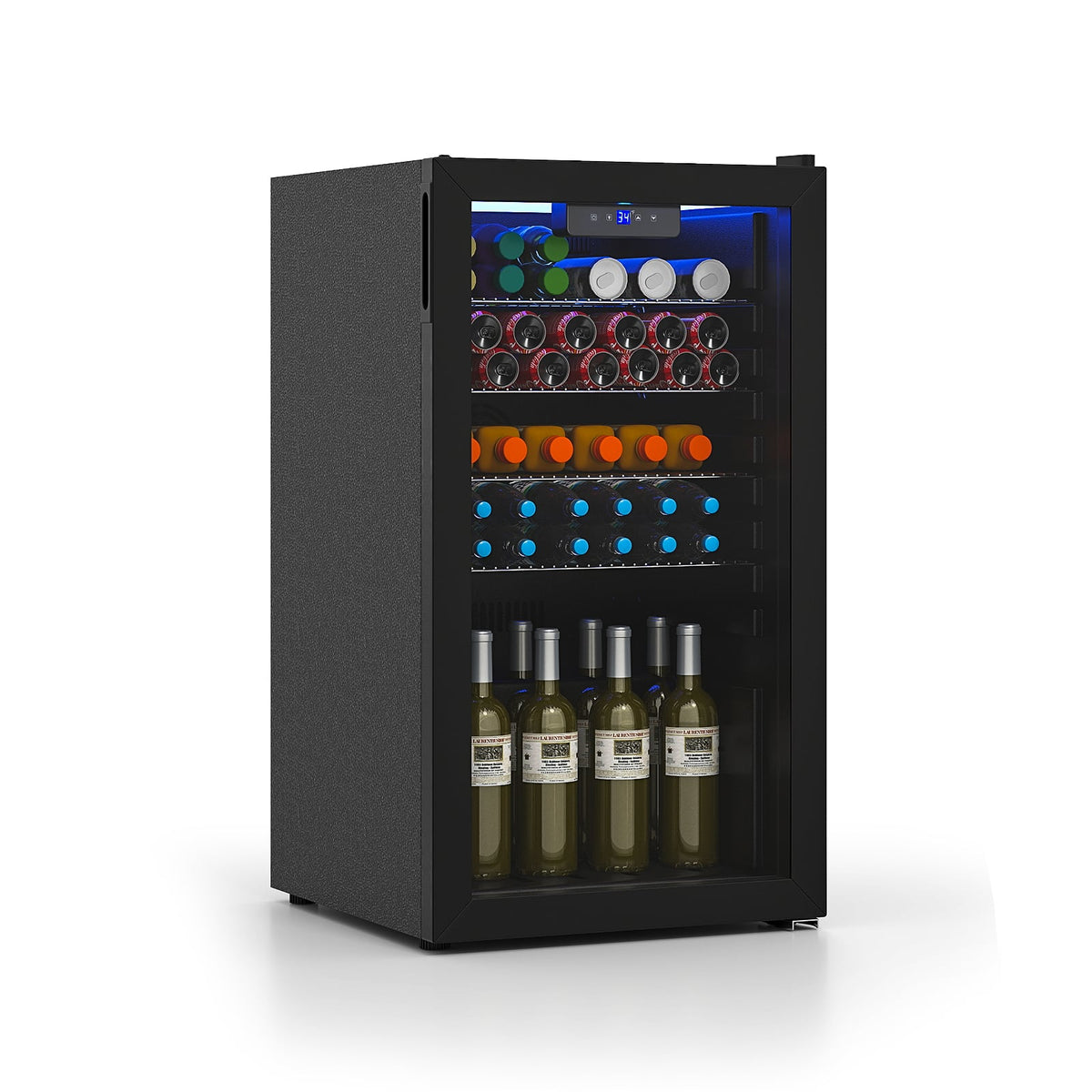 Beverage Refrigerator Cooler with Glass Door-Black-Wine & Beverage Coolers-DECOROLALA