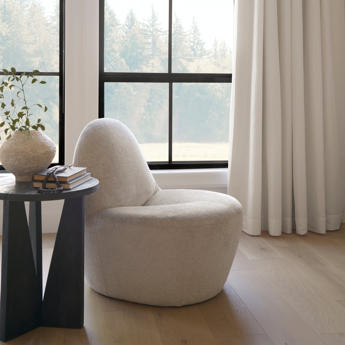 Beverly Chenille Accent Chair - Beige-Accent Chairs-DECOROLALA