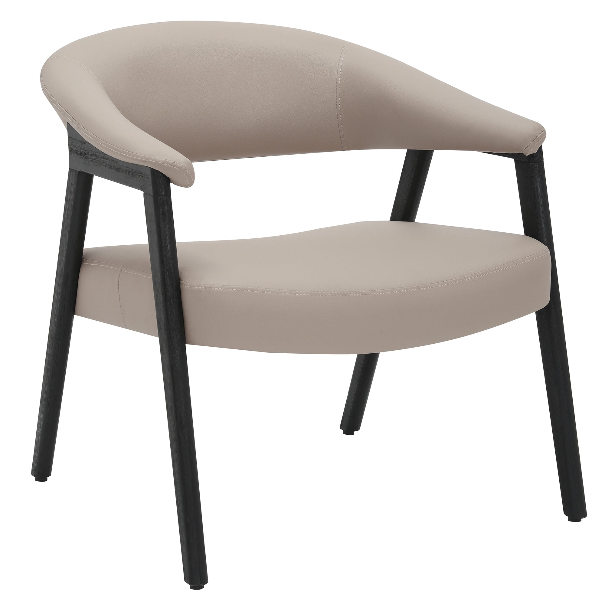 Bexley Accent Armchair - Mushroom Faux Leather Black Wood Frame-DECOROLALA