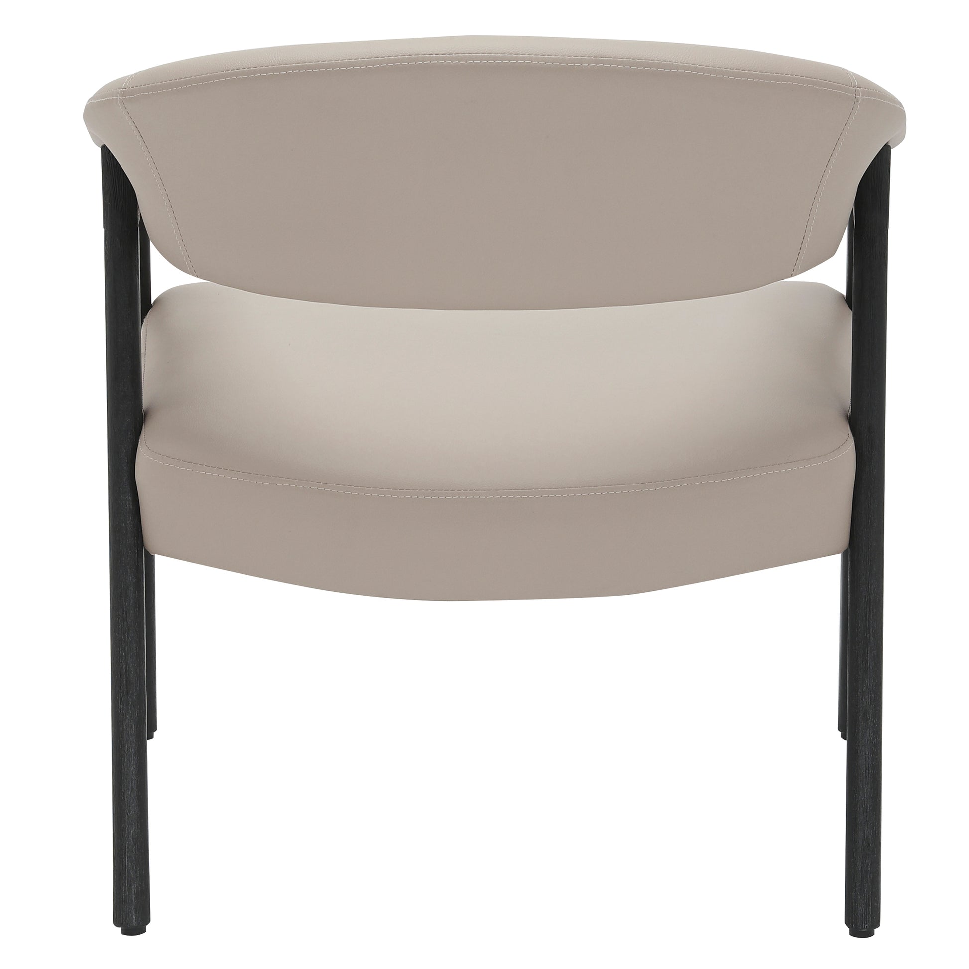 Bexley Accent Armchair - Mushroom Faux Leather Black Wood Frame-DECOROLALA