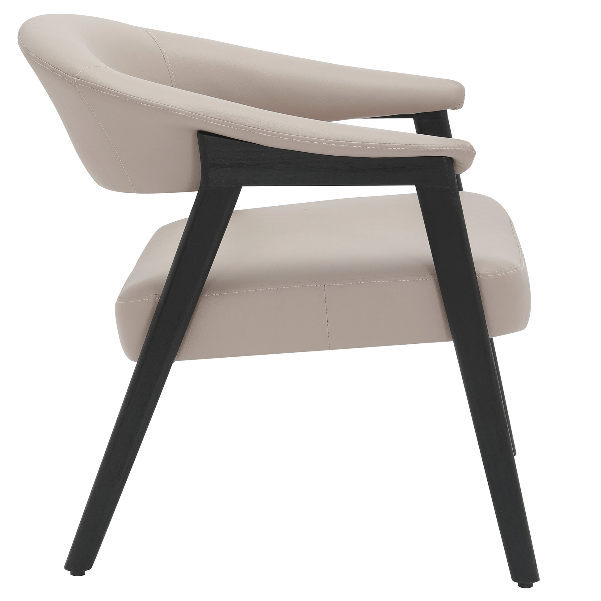 Bexley Accent Armchair - Mushroom Faux Leather Black Wood Frame-DECOROLALA