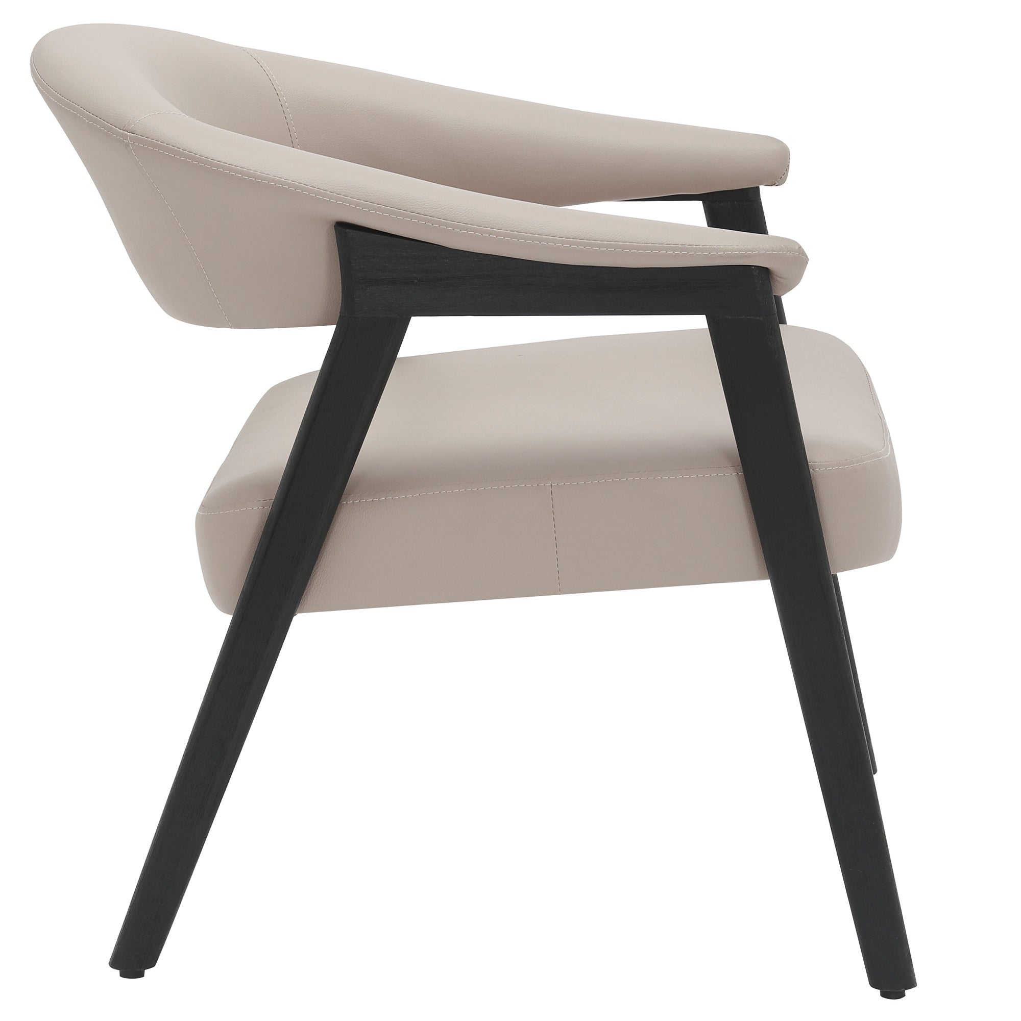 Bexley Accent Armchair - Mushroom Faux Leather Black Wood Frame-DECOROLALA