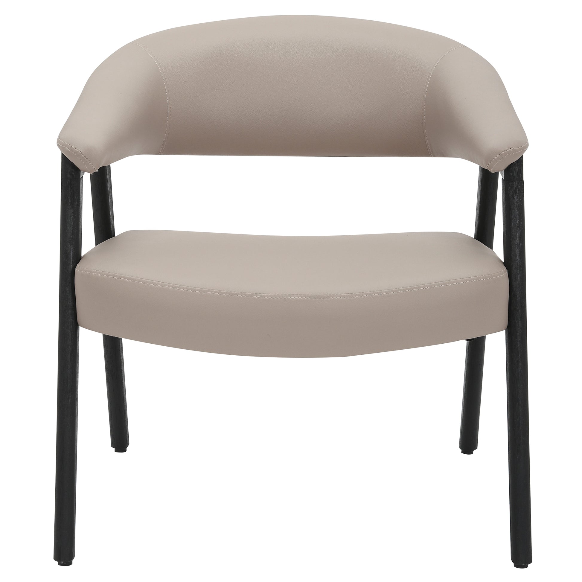 Bexley Accent Armchair - Mushroom Faux Leather Black Wood Frame-DECOROLALA