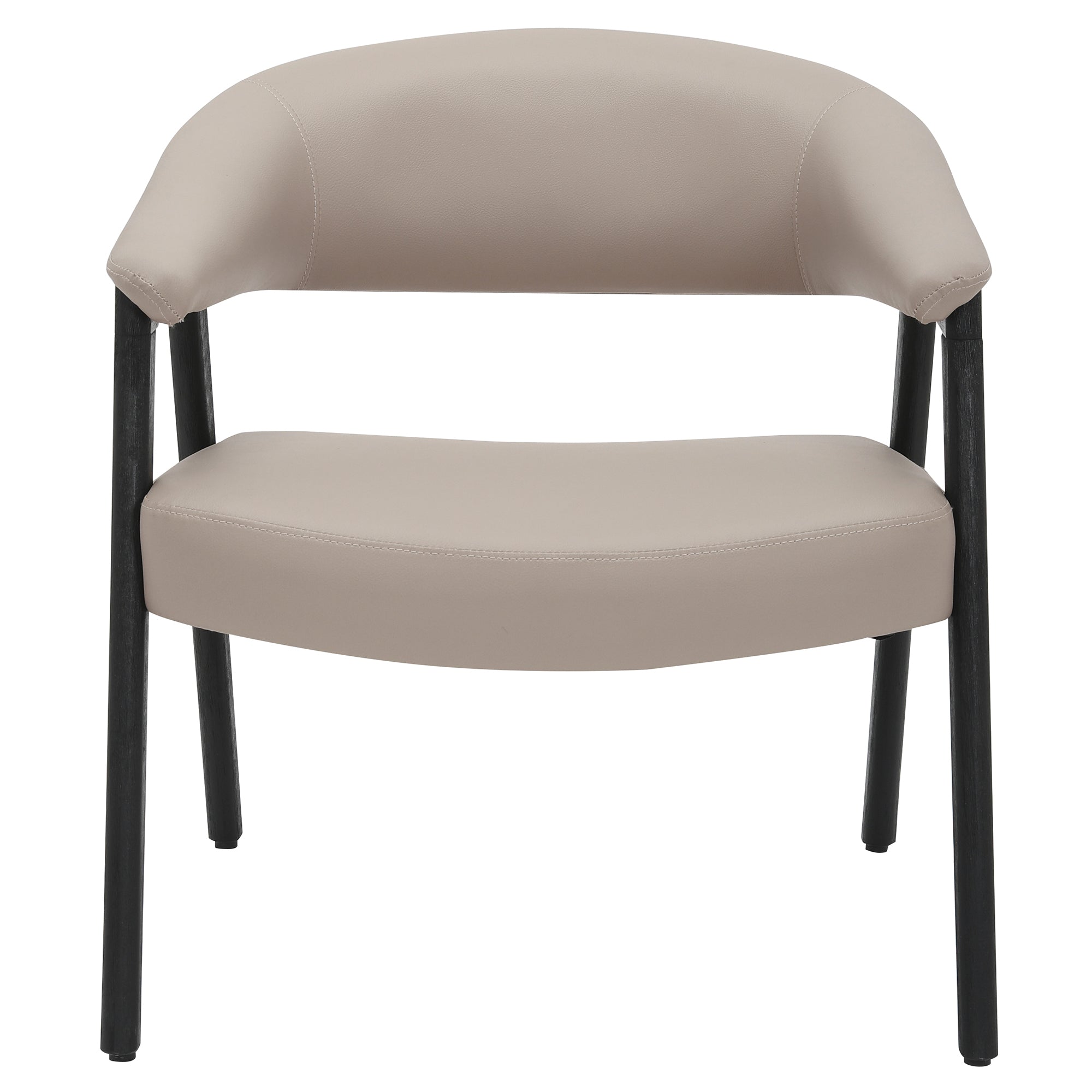 Bexley Accent Armchair - Mushroom Faux Leather Black Wood Frame-DECOROLALA