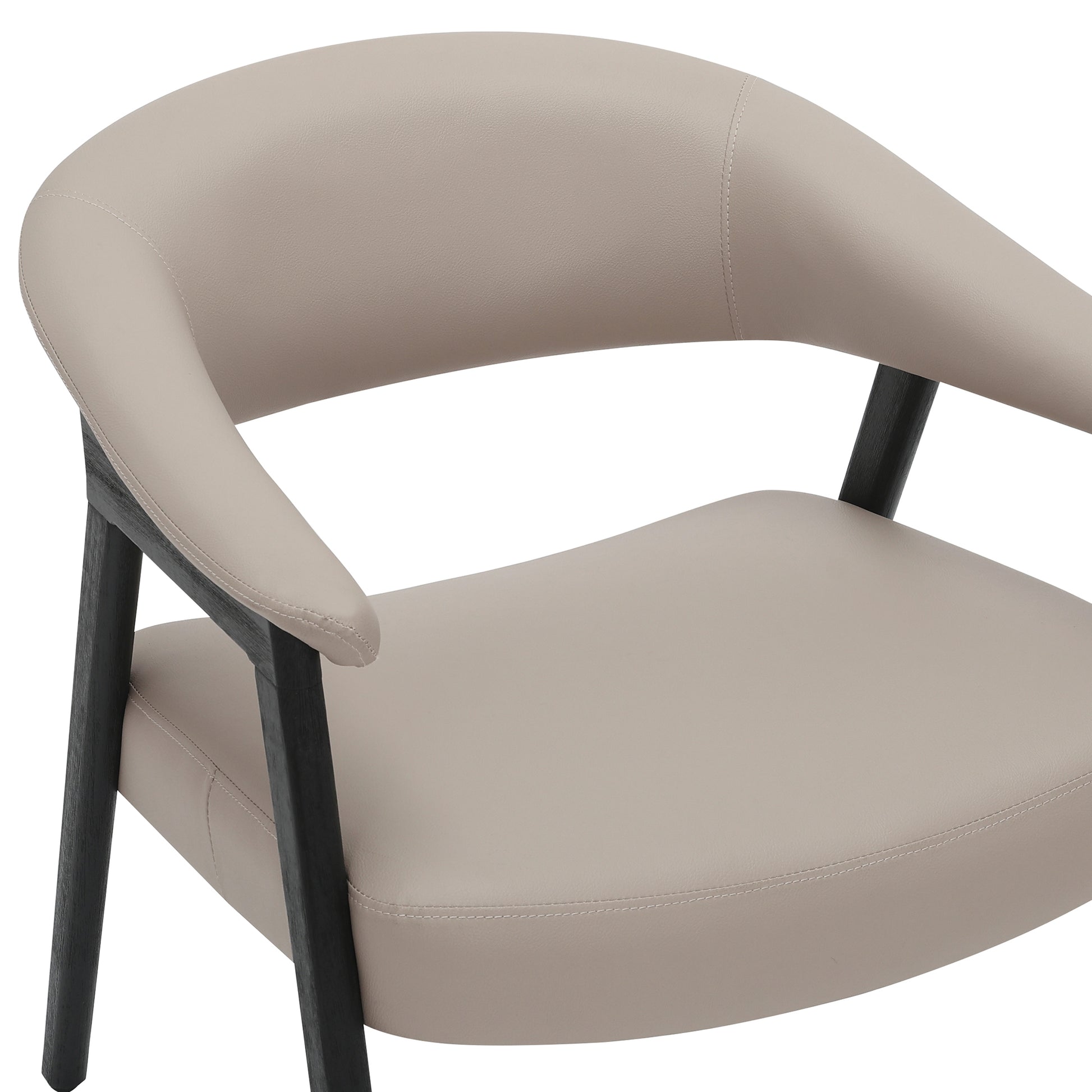 Bexley Accent Armchair - Mushroom Faux Leather Black Wood Frame-DECOROLALA