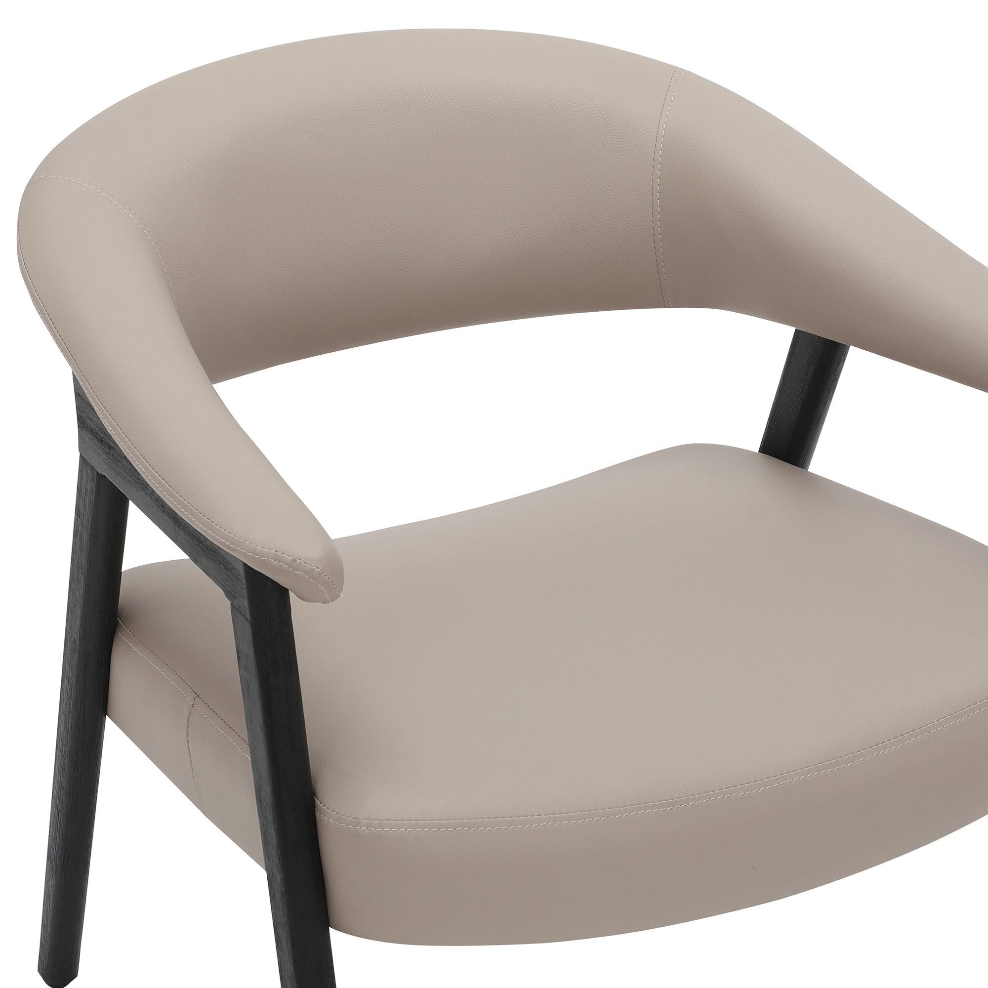 Bexley Accent Armchair - Mushroom Faux Leather Black Wood Frame-DECOROLALA