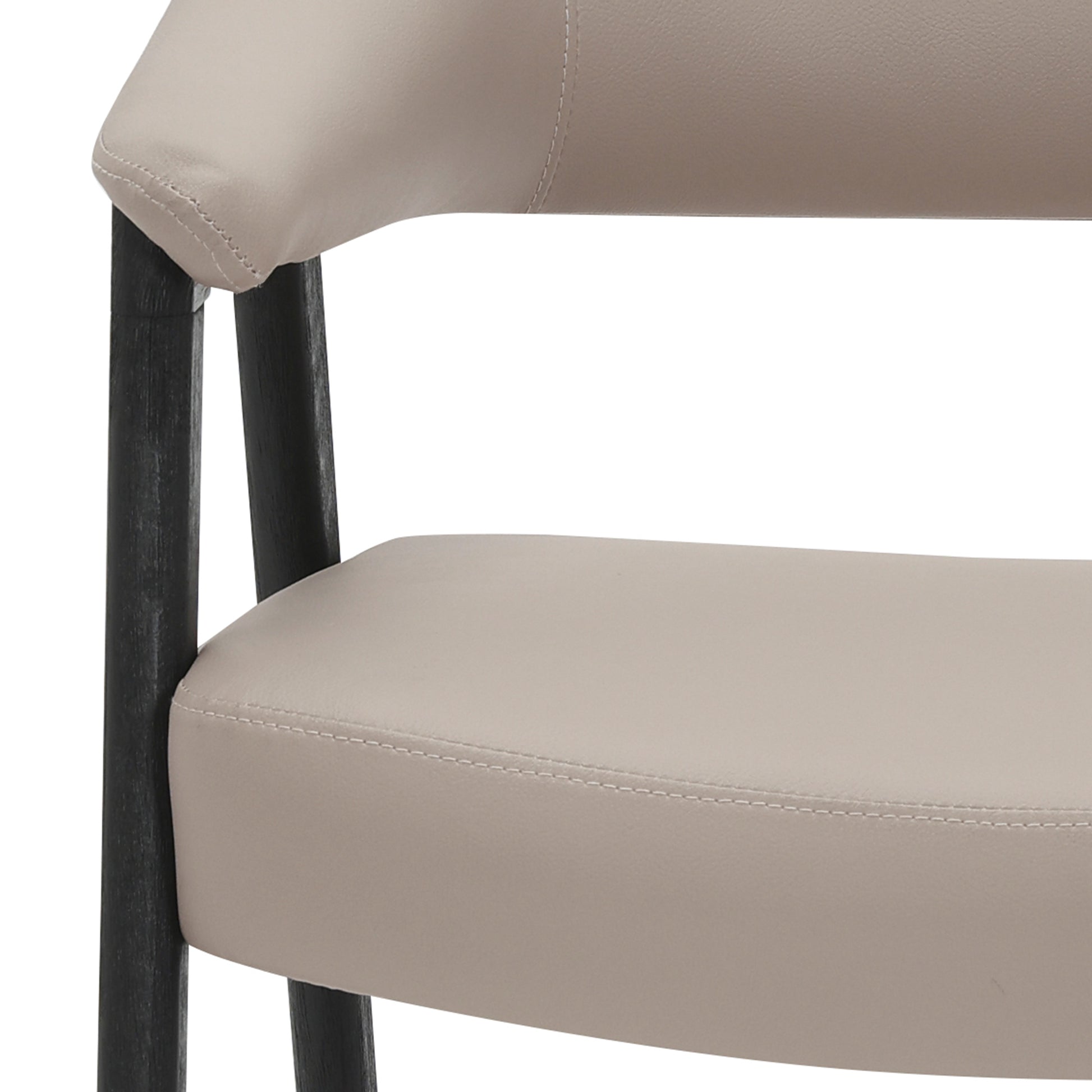 Bexley Accent Armchair - Mushroom Faux Leather Black Wood Frame-DECOROLALA