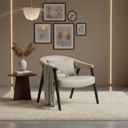 Bexley Accent Armchair - Mushroom Faux Leather Black Wood Frame-DECOROLALA
