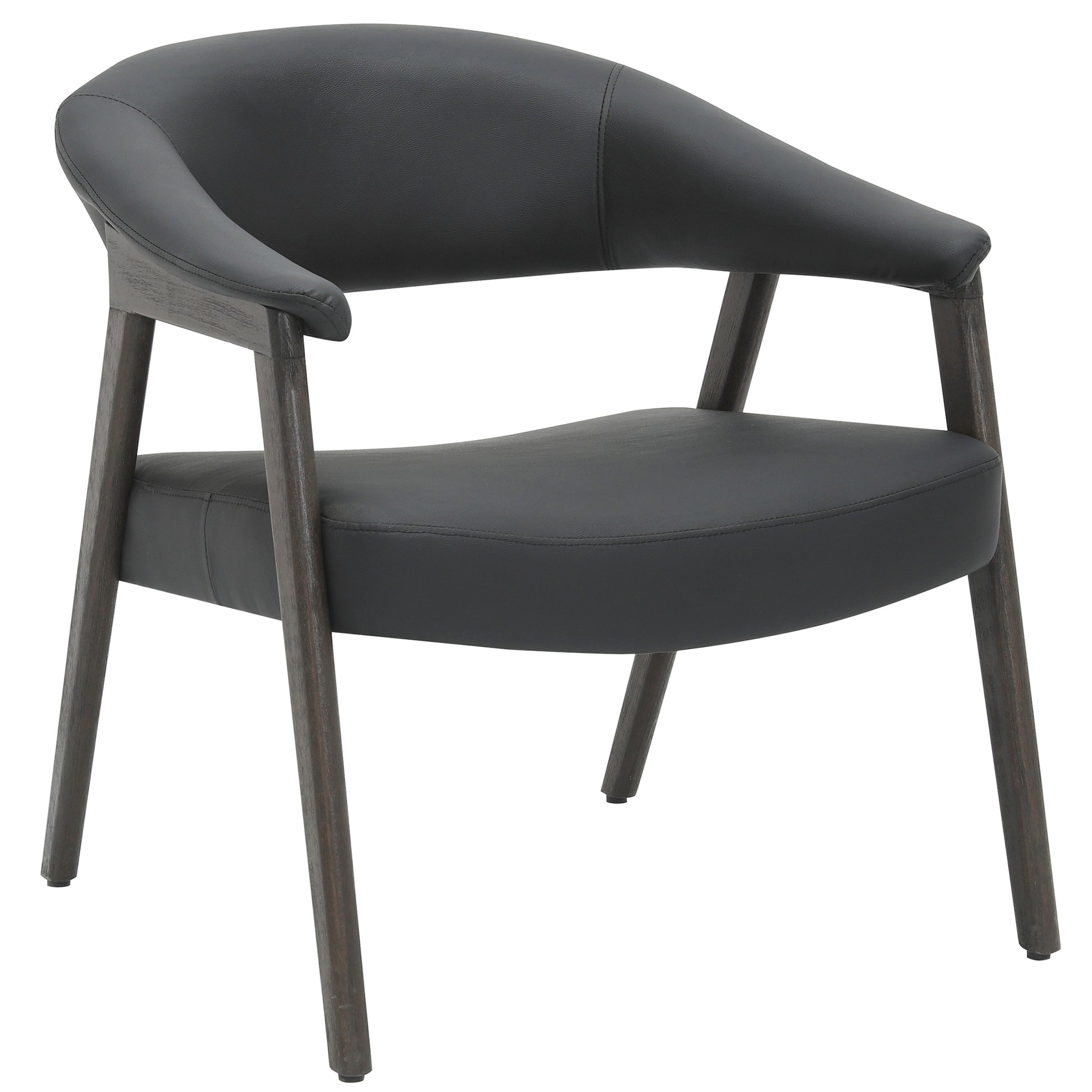 Bexley Accent Chair - Black Faux Leather & Walnut Frame-Accent Chairs-DECOROLALA