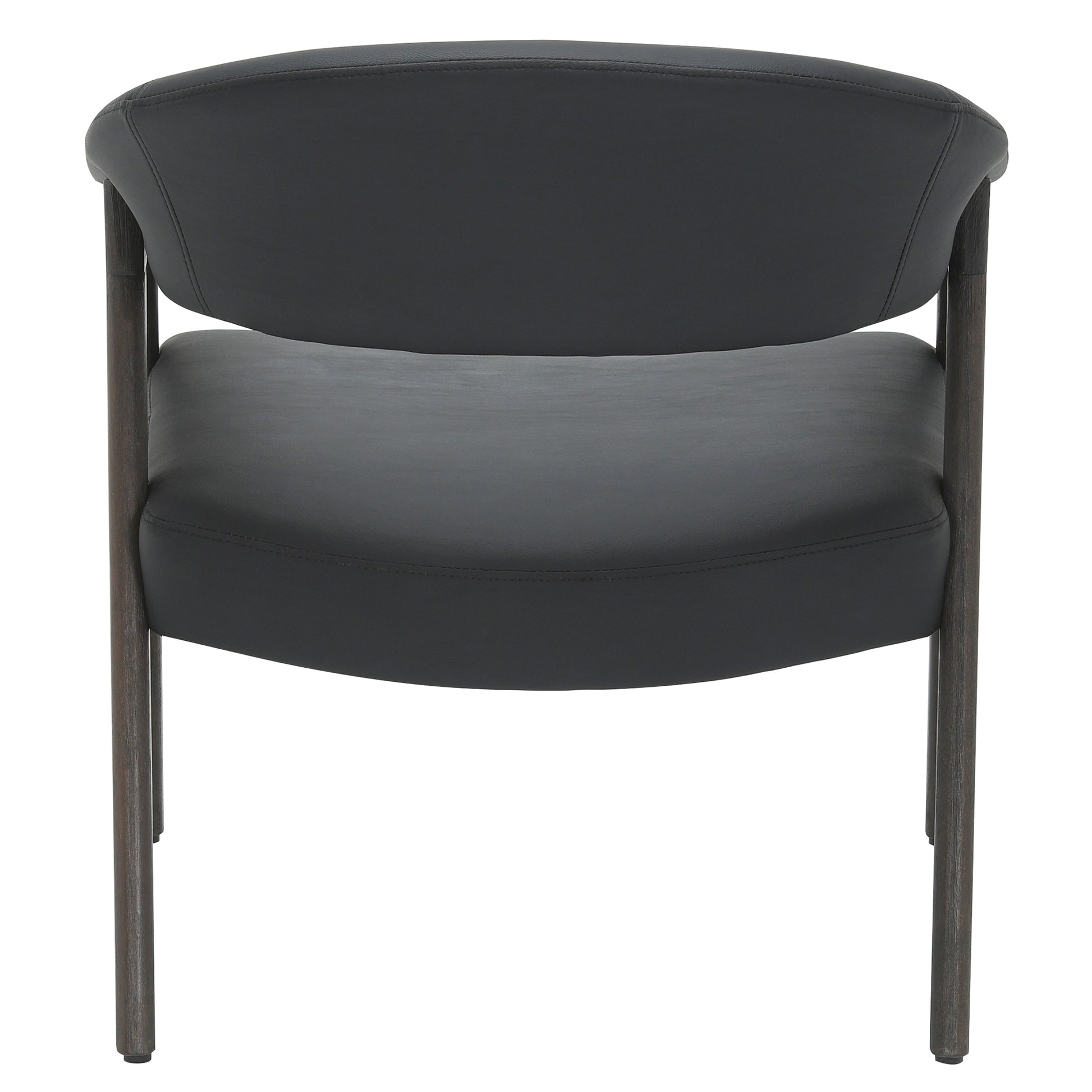 Bexley Accent Chair - Black Faux Leather & Walnut Frame-Accent Chairs-DECOROLALA