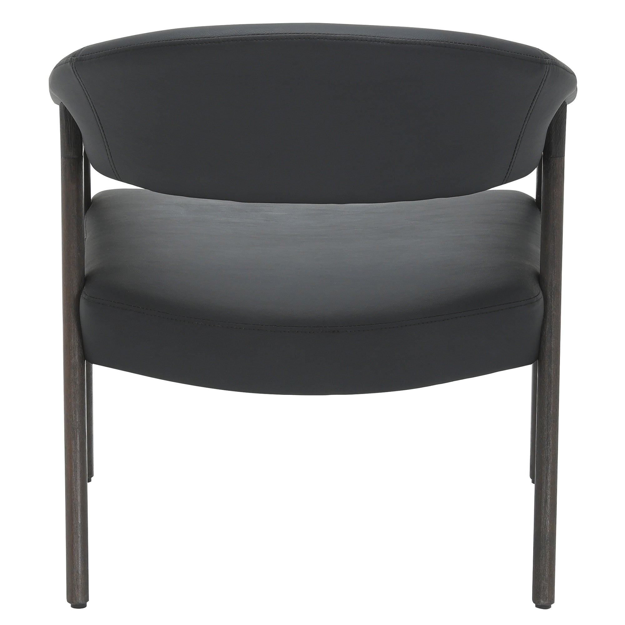 Bexley Accent Chair - Black Faux Leather & Walnut Frame-Accent Chairs-DECOROLALA