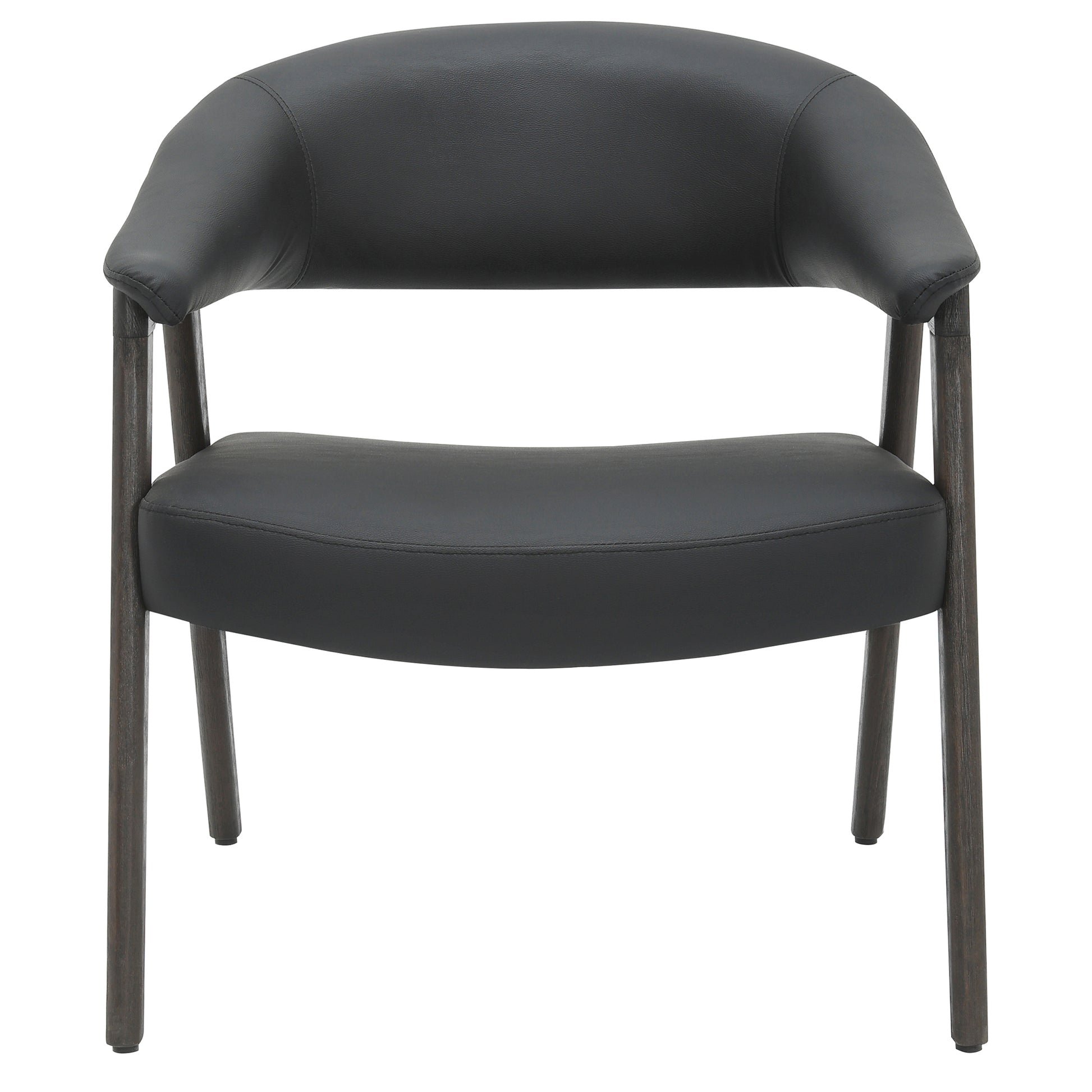 Bexley Accent Chair - Black Faux Leather & Walnut Frame-Accent Chairs-DECOROLALA