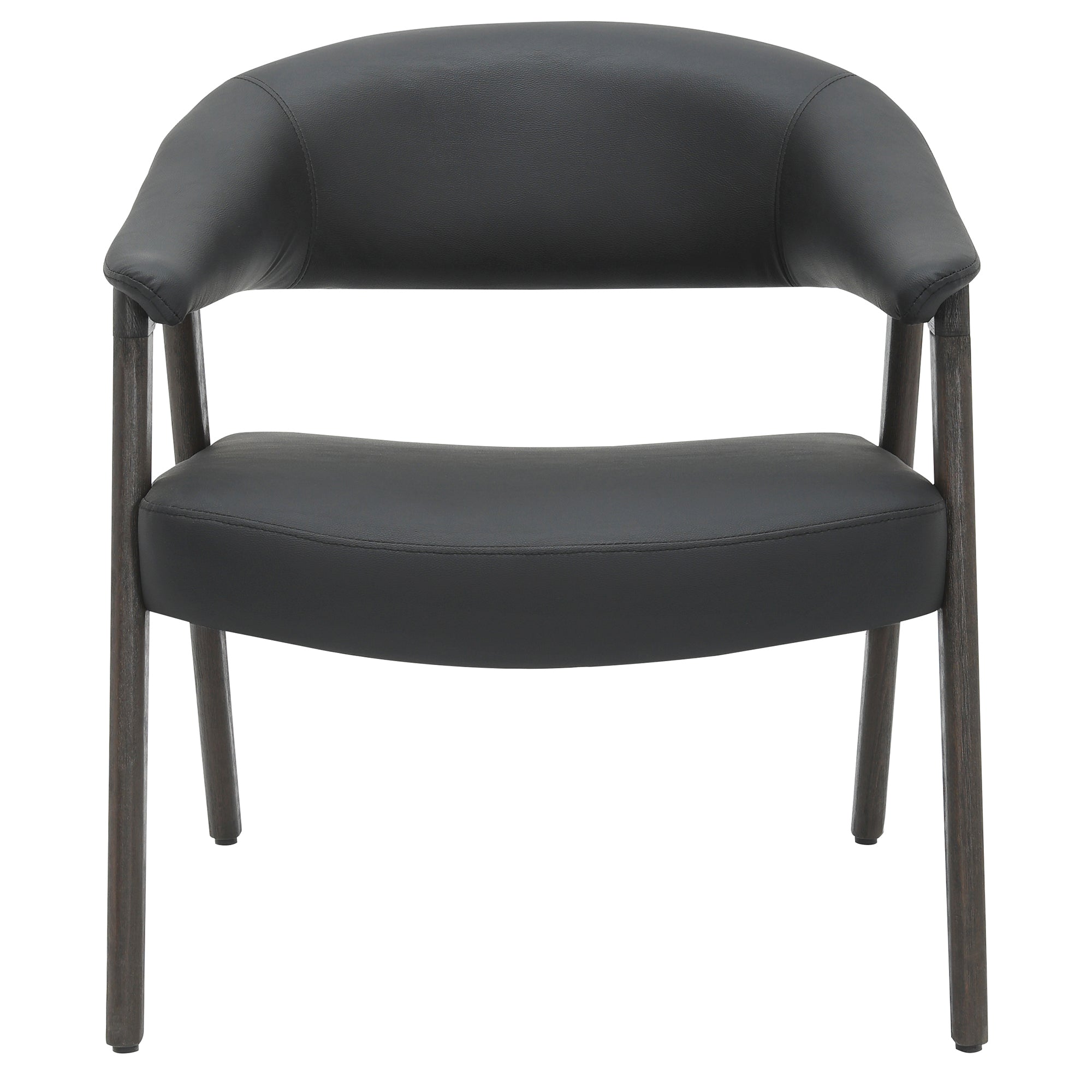 Bexley Accent Chair - Black Faux Leather & Walnut Frame-Accent Chairs-DECOROLALA