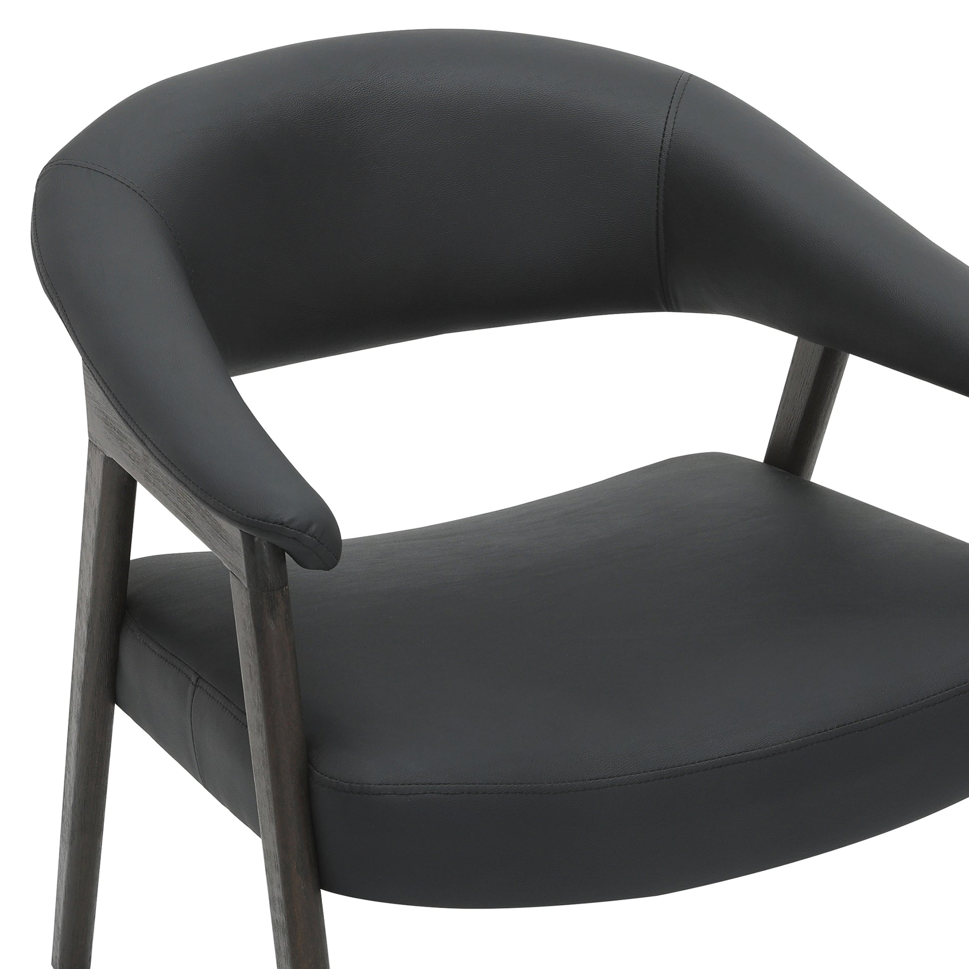 Bexley Accent Chair - Black Faux Leather & Walnut Frame-Accent Chairs-DECOROLALA