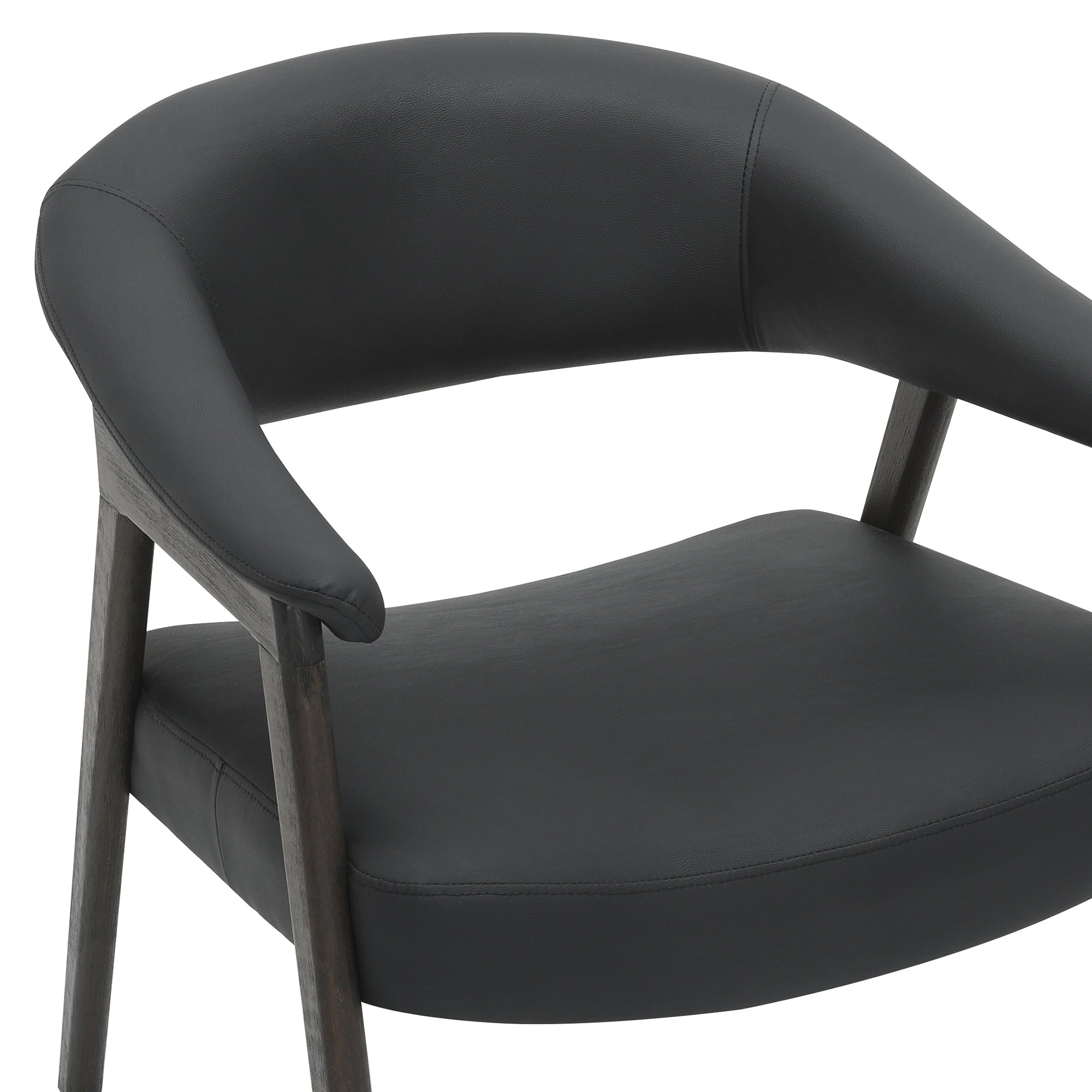 Bexley Accent Chair - Black Faux Leather & Walnut Frame-Accent Chairs-DECOROLALA