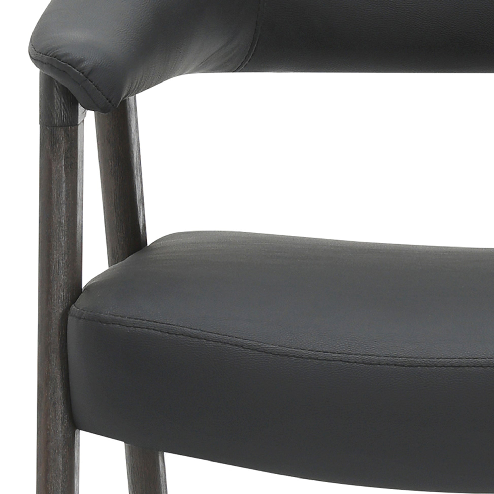 Bexley Accent Chair - Black Faux Leather & Walnut Frame-Accent Chairs-DECOROLALA