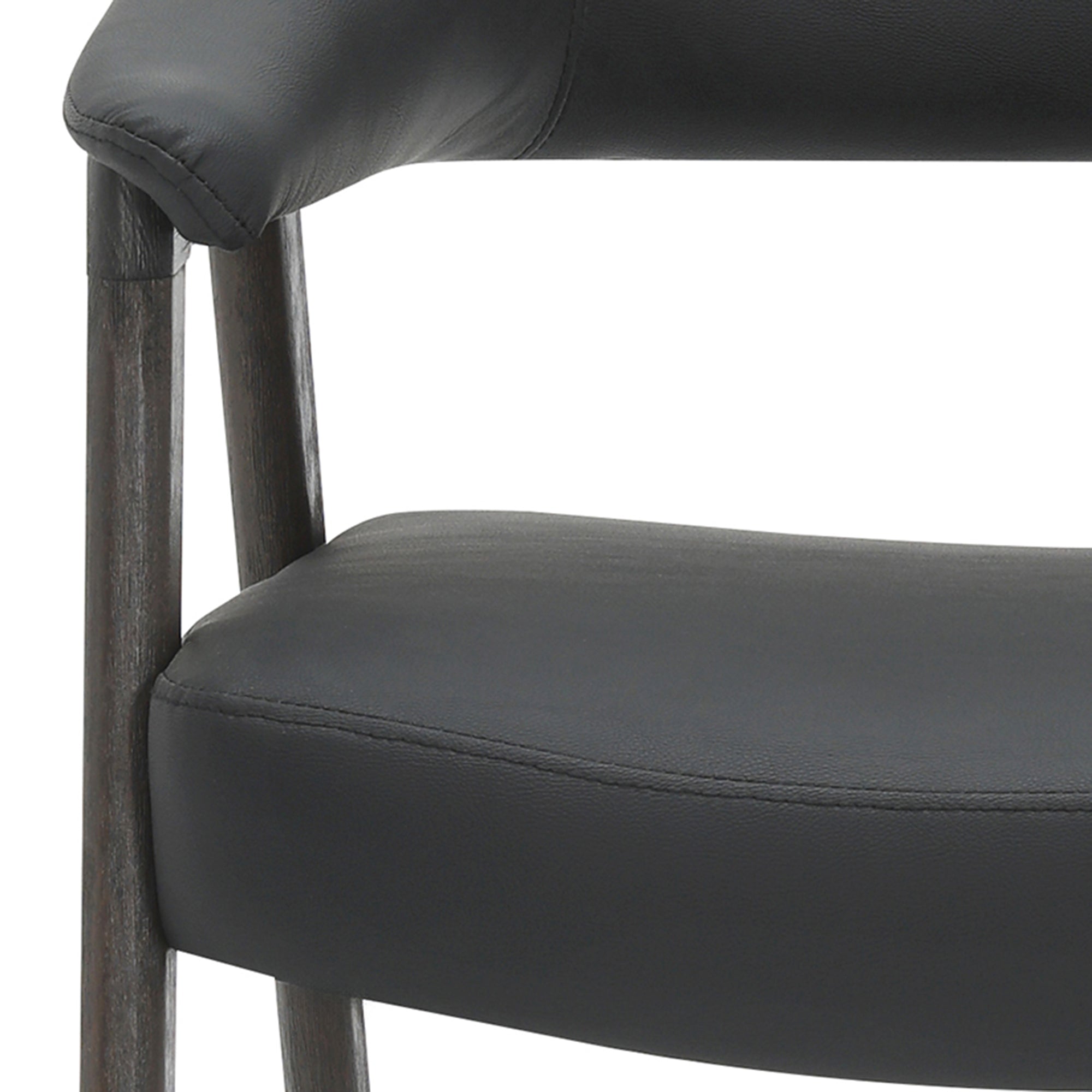 Bexley Accent Chair - Black Faux Leather & Walnut Frame-Accent Chairs-DECOROLALA