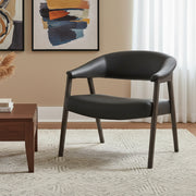 Bexley Accent Chair - Black Faux Leather & Walnut Frame-Accent Chairs-DECOROLALA