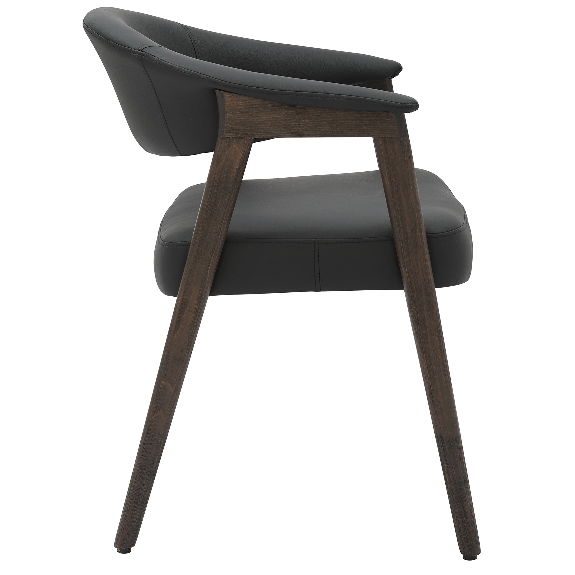 Bexley Dining Armchair - Black Faux Leather & Walnut Frame-DECOROLALA