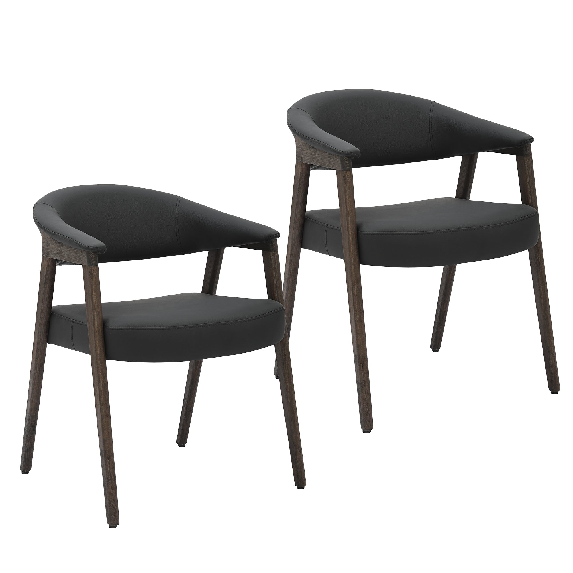 Bexley Dining Armchair - Black Faux Leather & Walnut Frame-DECOROLALA