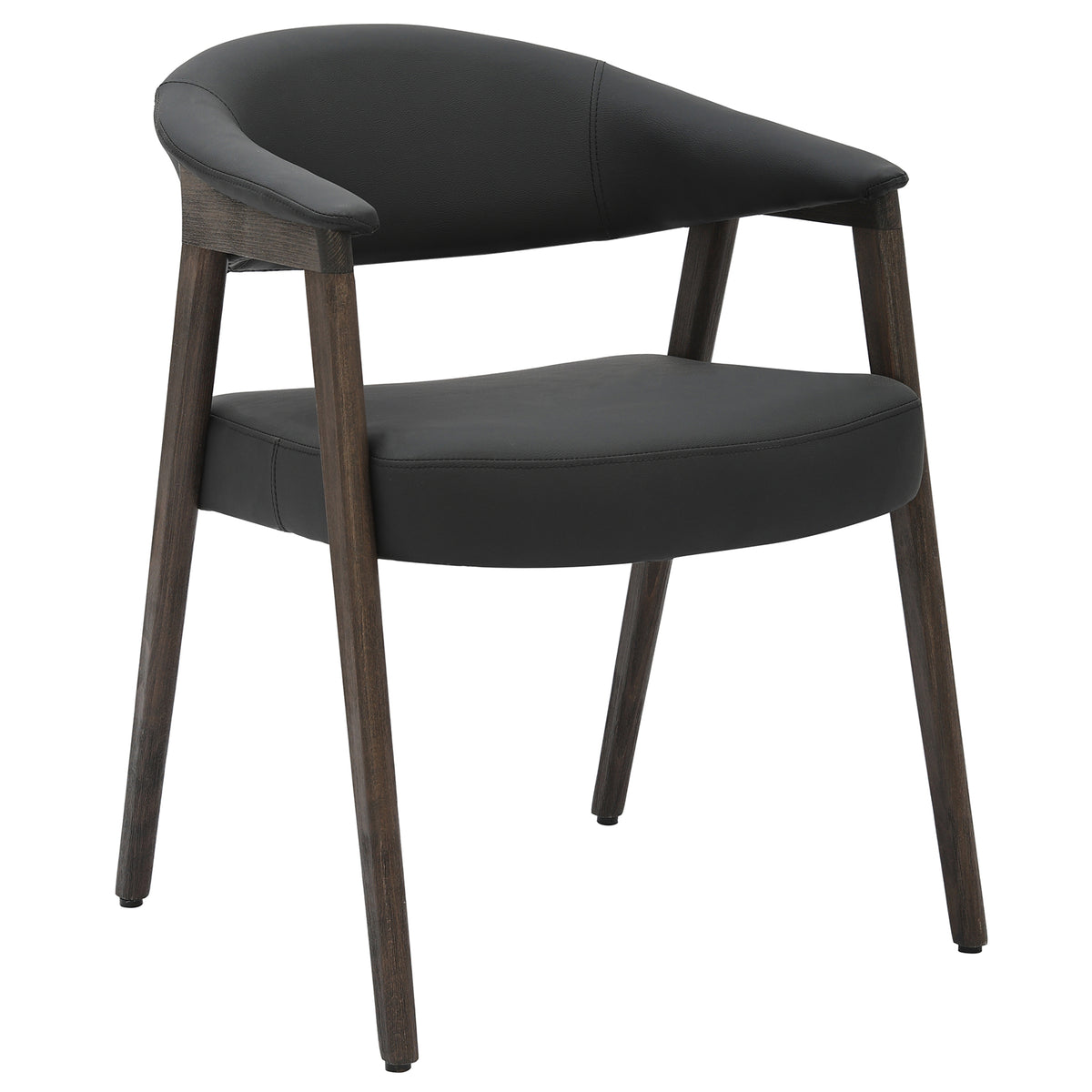 Bexley Dining Armchair - Black Faux Leather & Walnut Frame-Armchairs-DECOROLALA