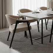 Bexley Dining Armchair - Mushroom Faux Leather & Black Wood-DECOROLALA