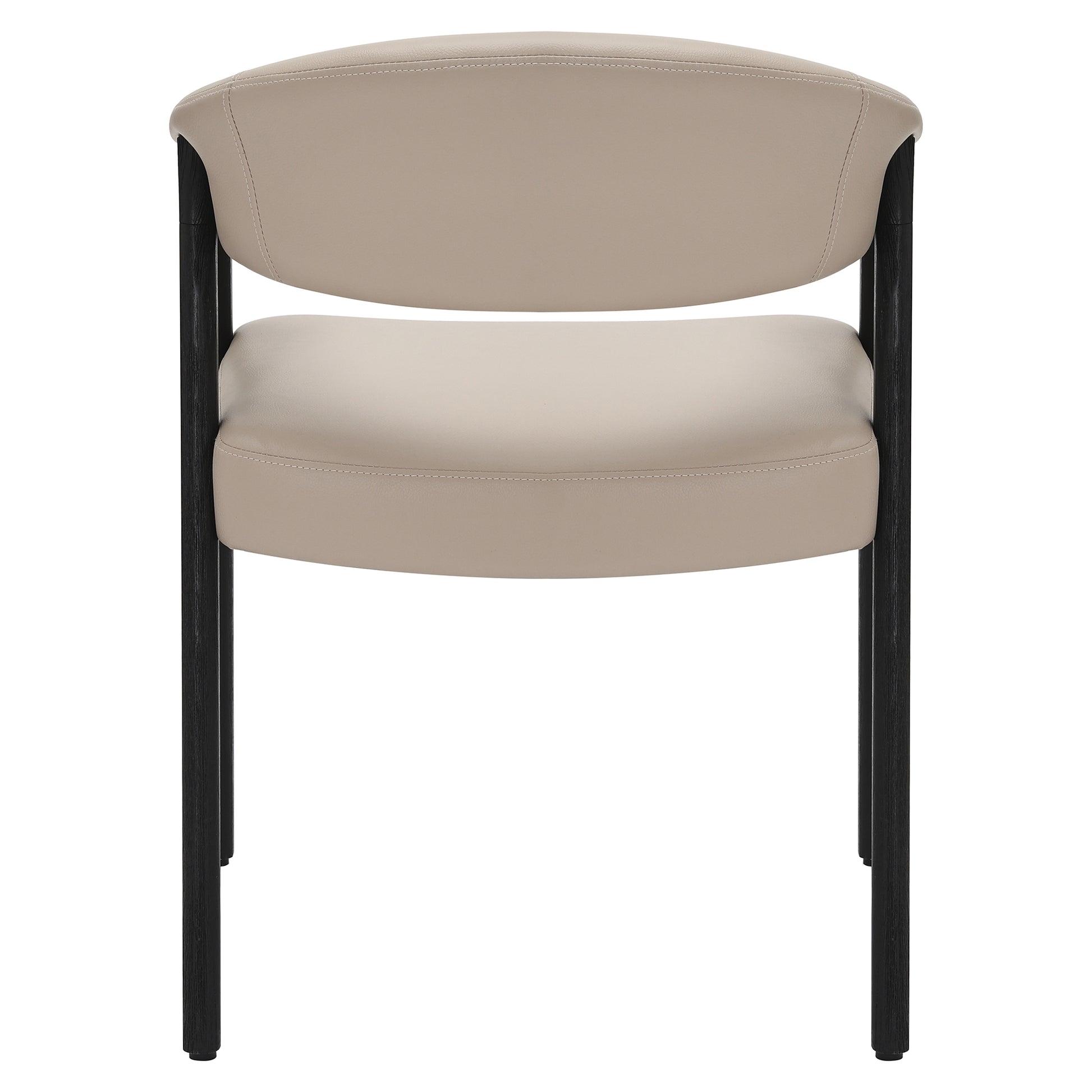 Bexley Dining Armchair - Mushroom Faux Leather & Black Wood-DECOROLALA