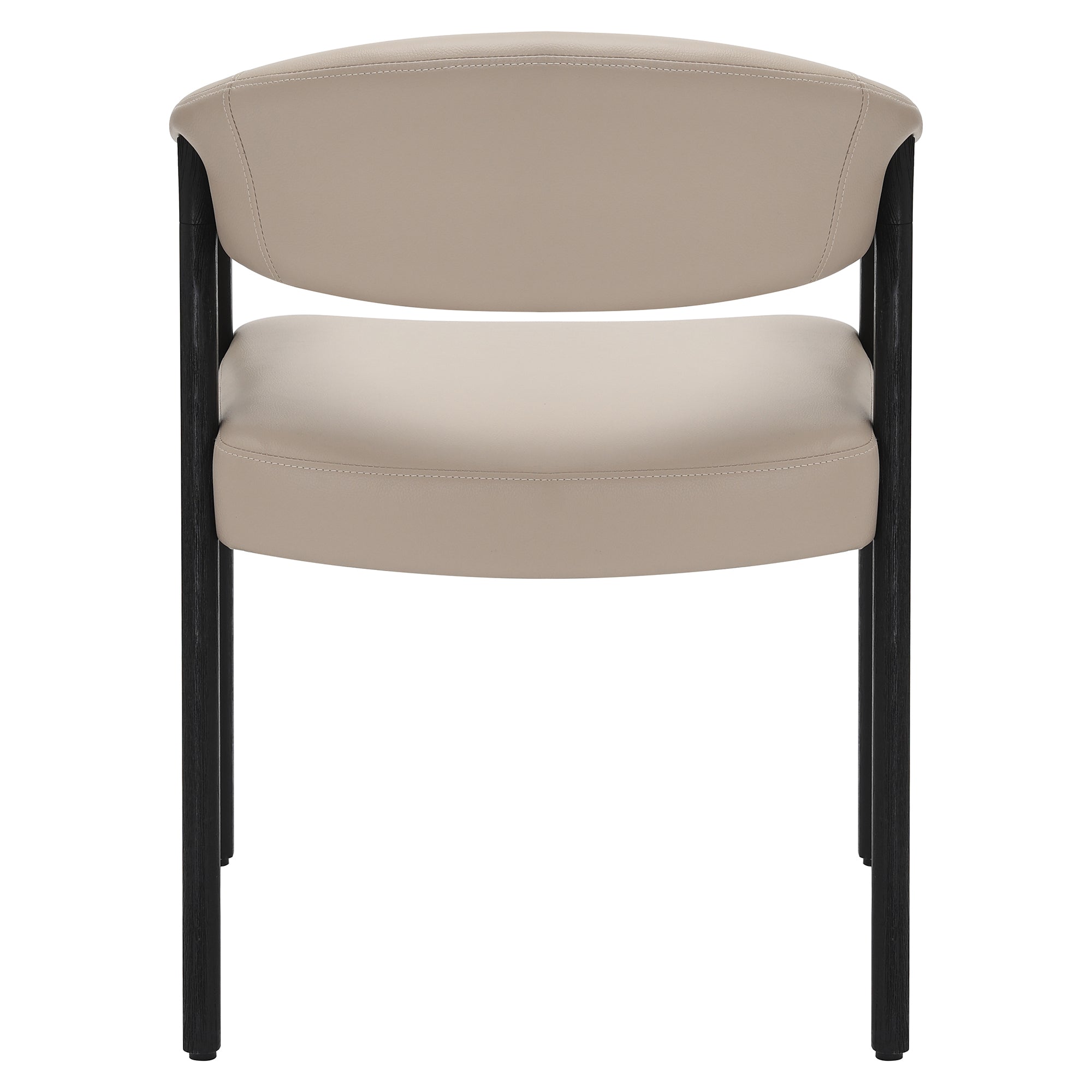 Bexley Dining Armchair - Mushroom Faux Leather & Black Wood-DECOROLALA