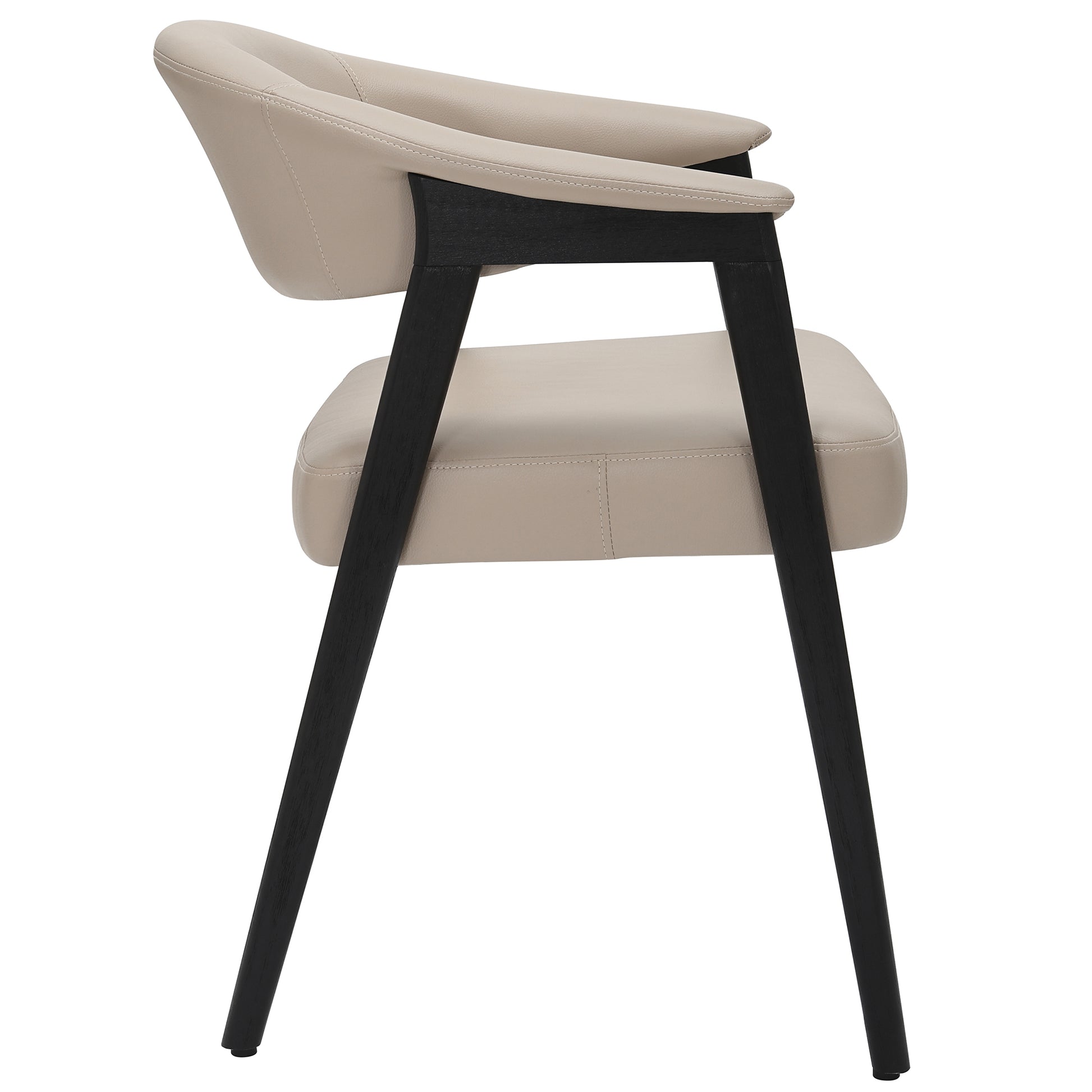 Bexley Dining Armchair - Mushroom Faux Leather & Black Wood-DECOROLALA