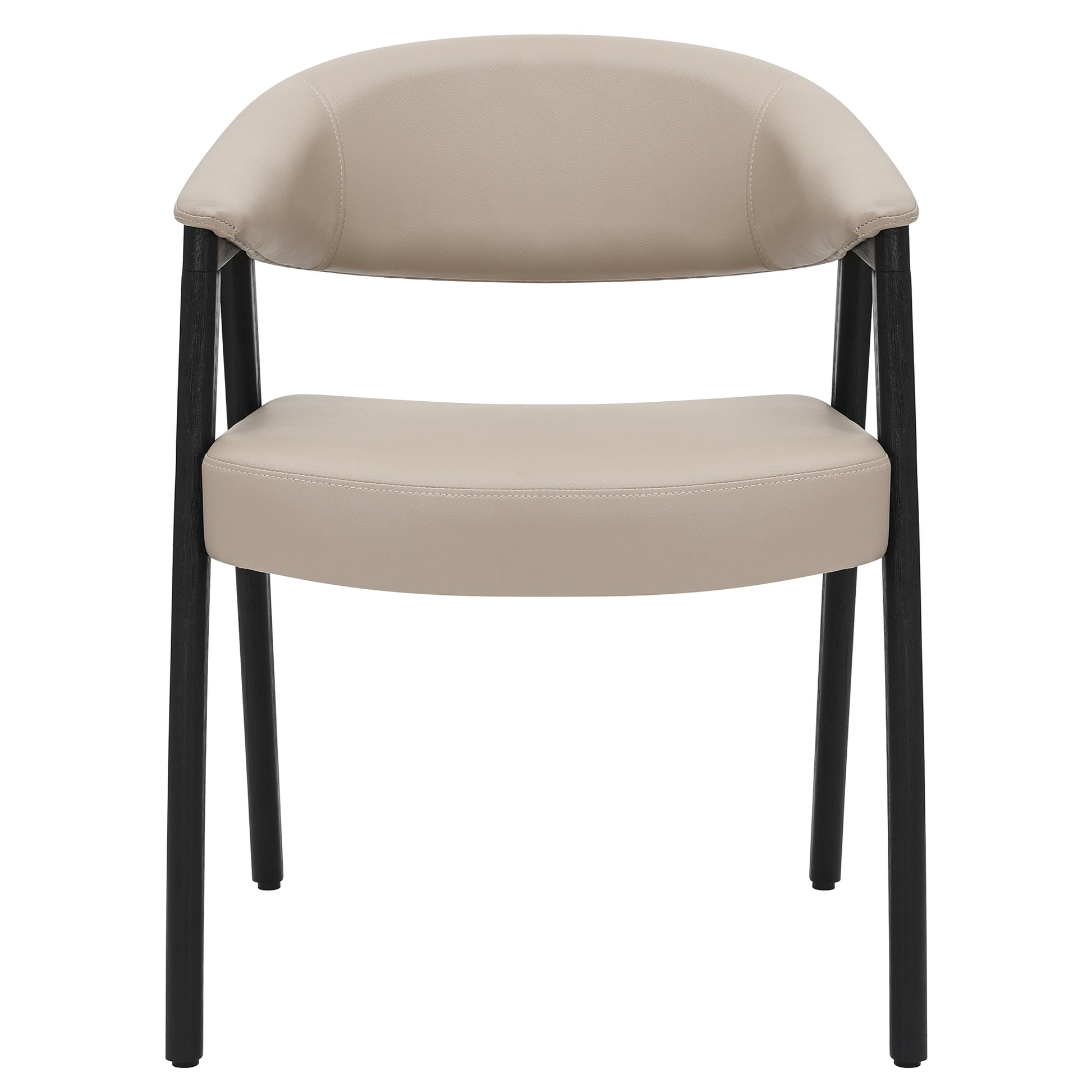Bexley Dining Armchair - Mushroom Faux Leather & Black Wood-DECOROLALA