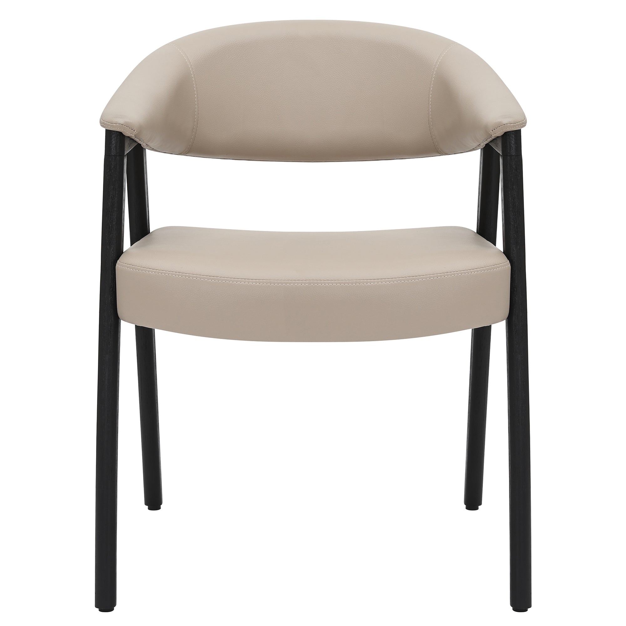 Bexley Dining Armchair - Mushroom Faux Leather & Black Wood-DECOROLALA