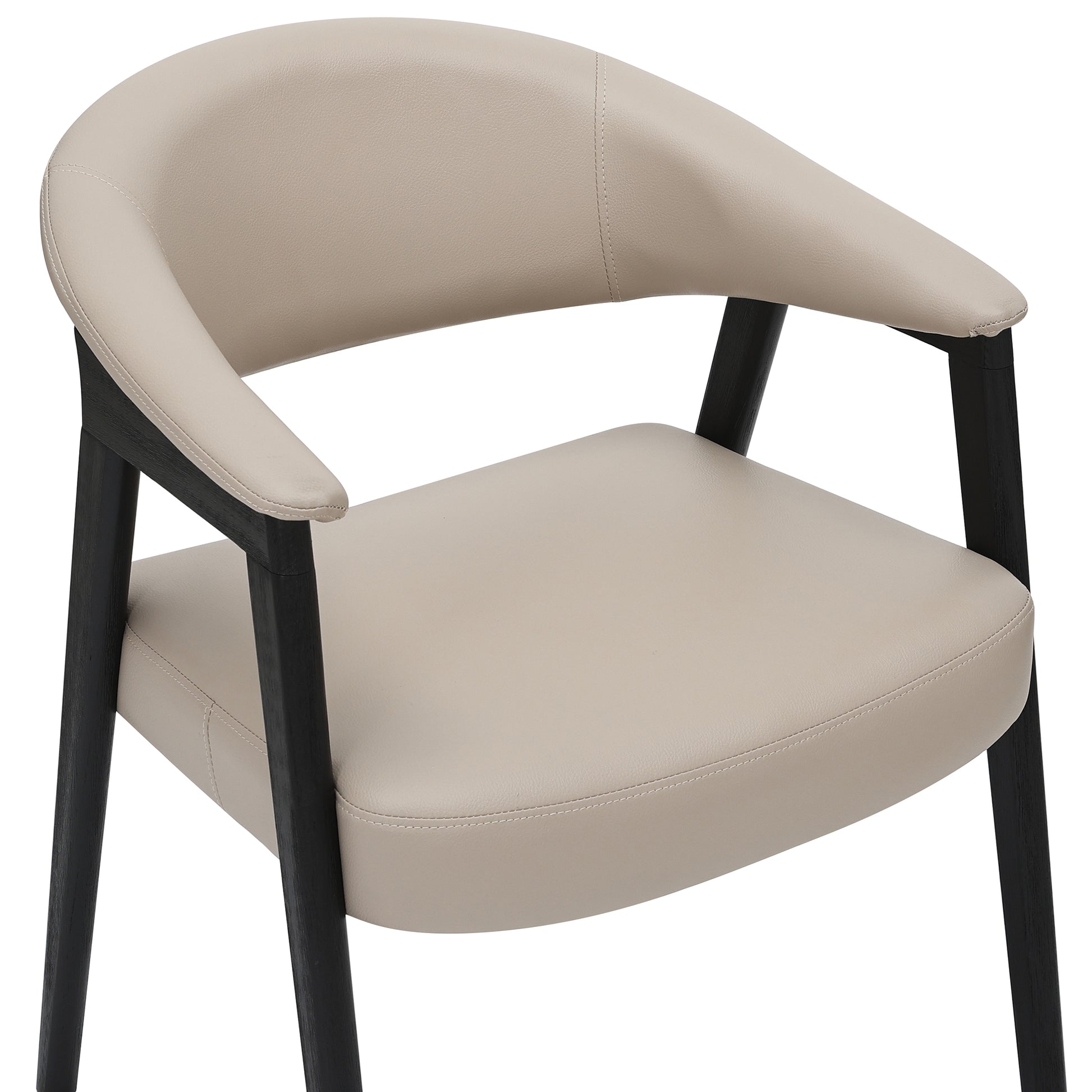 Bexley Dining Armchair - Mushroom Faux Leather & Black Wood-DECOROLALA