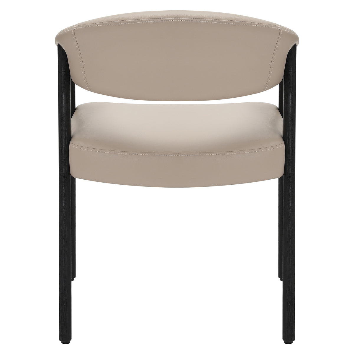 Bexley Dining Armchair - Mushroom Faux Leather & Black Wood-Dining Chairs-DECOROLALA