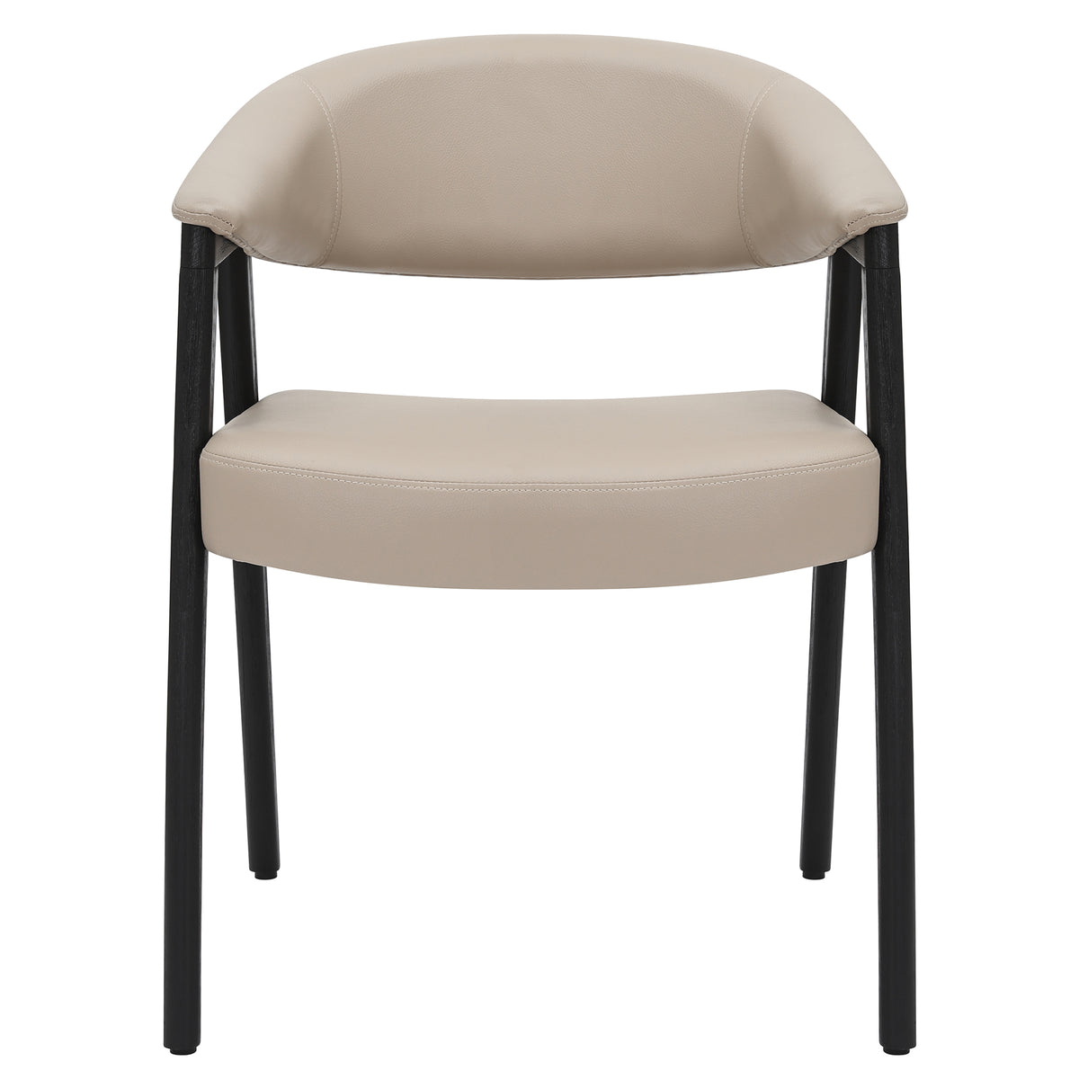 Bexley Dining Armchair - Mushroom Faux Leather & Black Wood-Dining Chairs-DECOROLALA