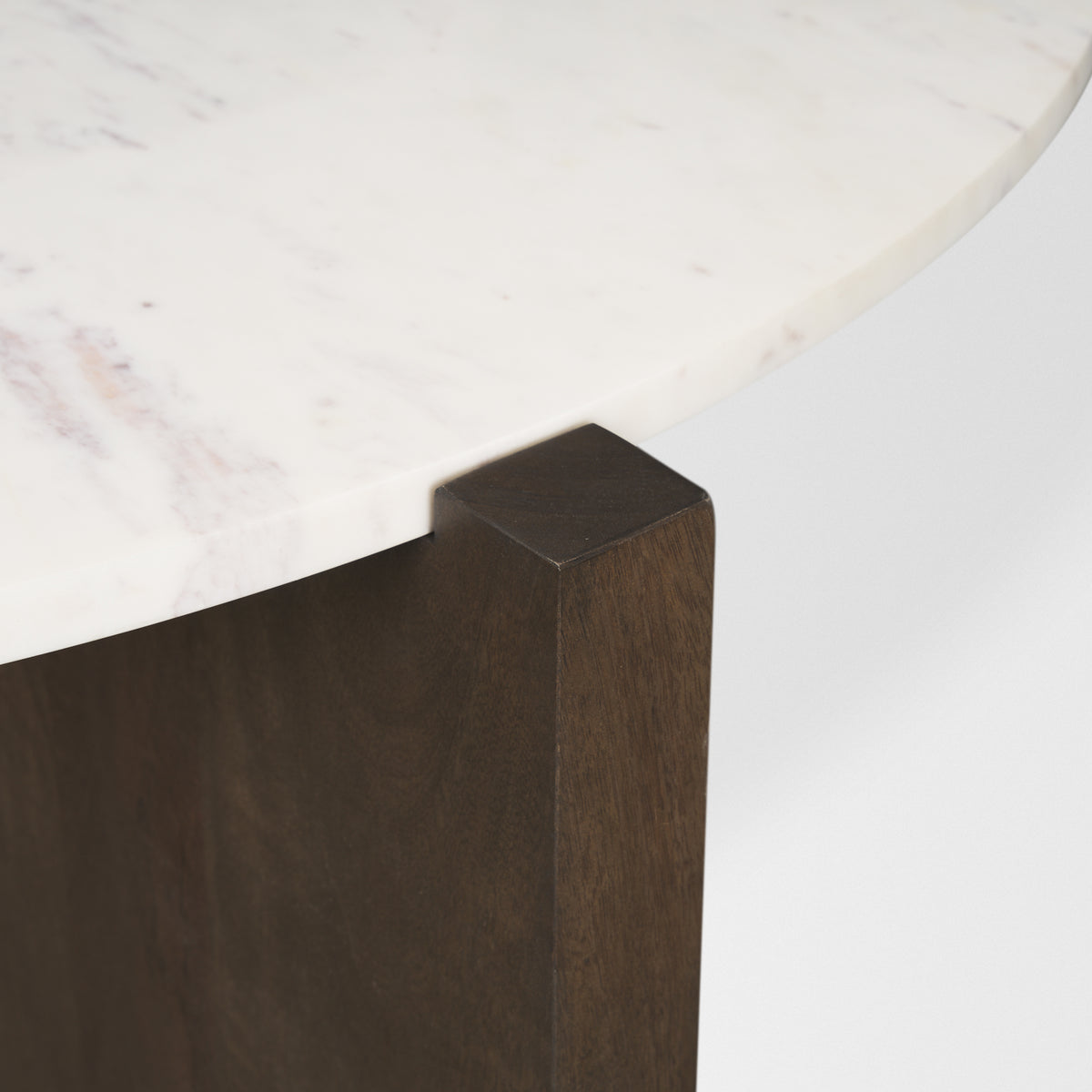 Bianca Light Brown Wood w/ Round Marble Top Coffee Table-Coffee Tables-DECOROLALA