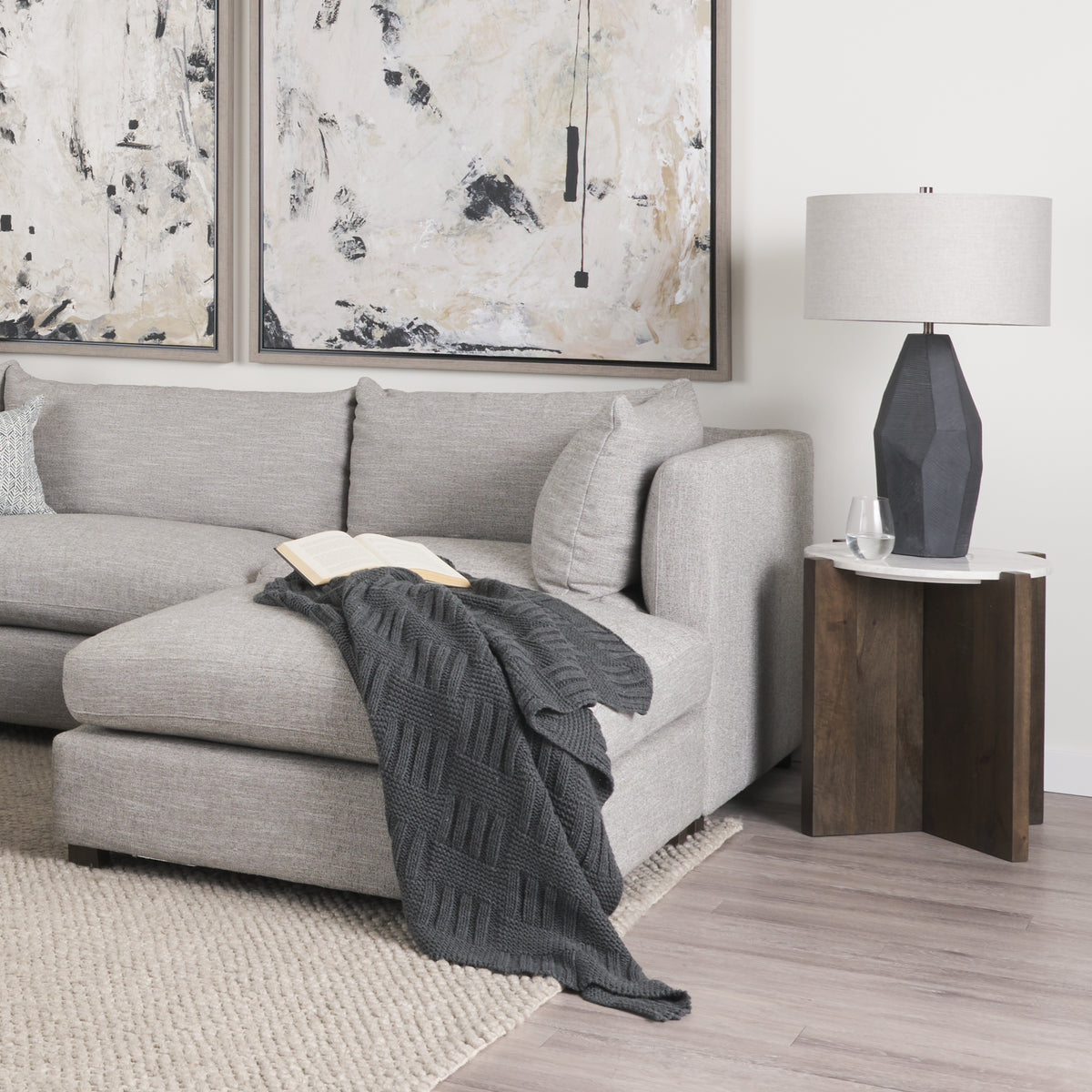 Bianca Wood and Marble Accent Table-Accent Tables-DECOROLALA