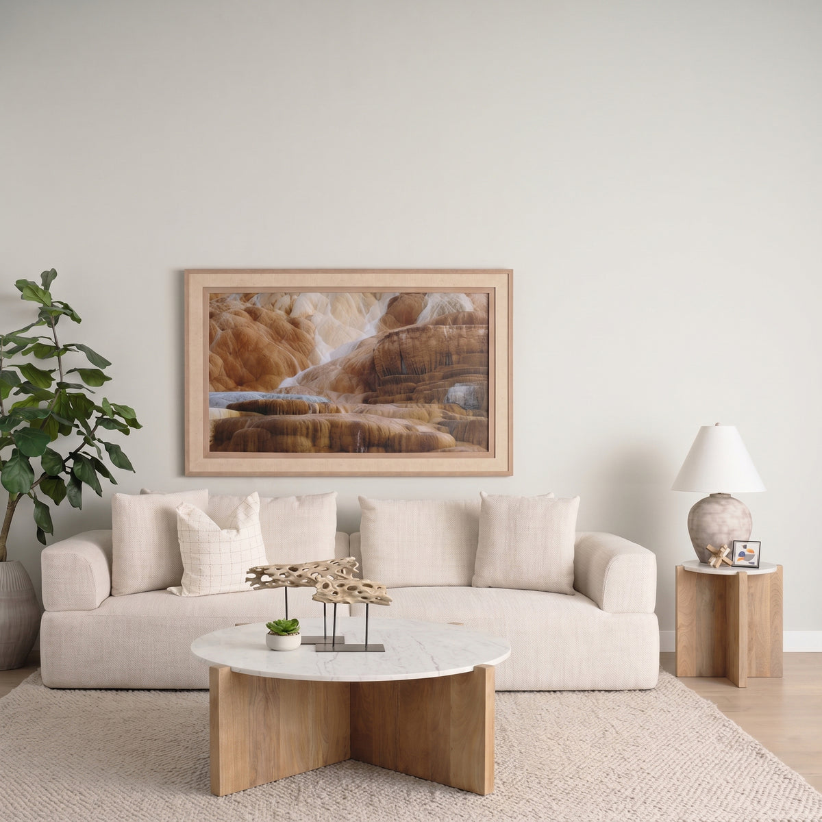Bianca Wood and Marble Accent Table-Accent Tables-DECOROLALA