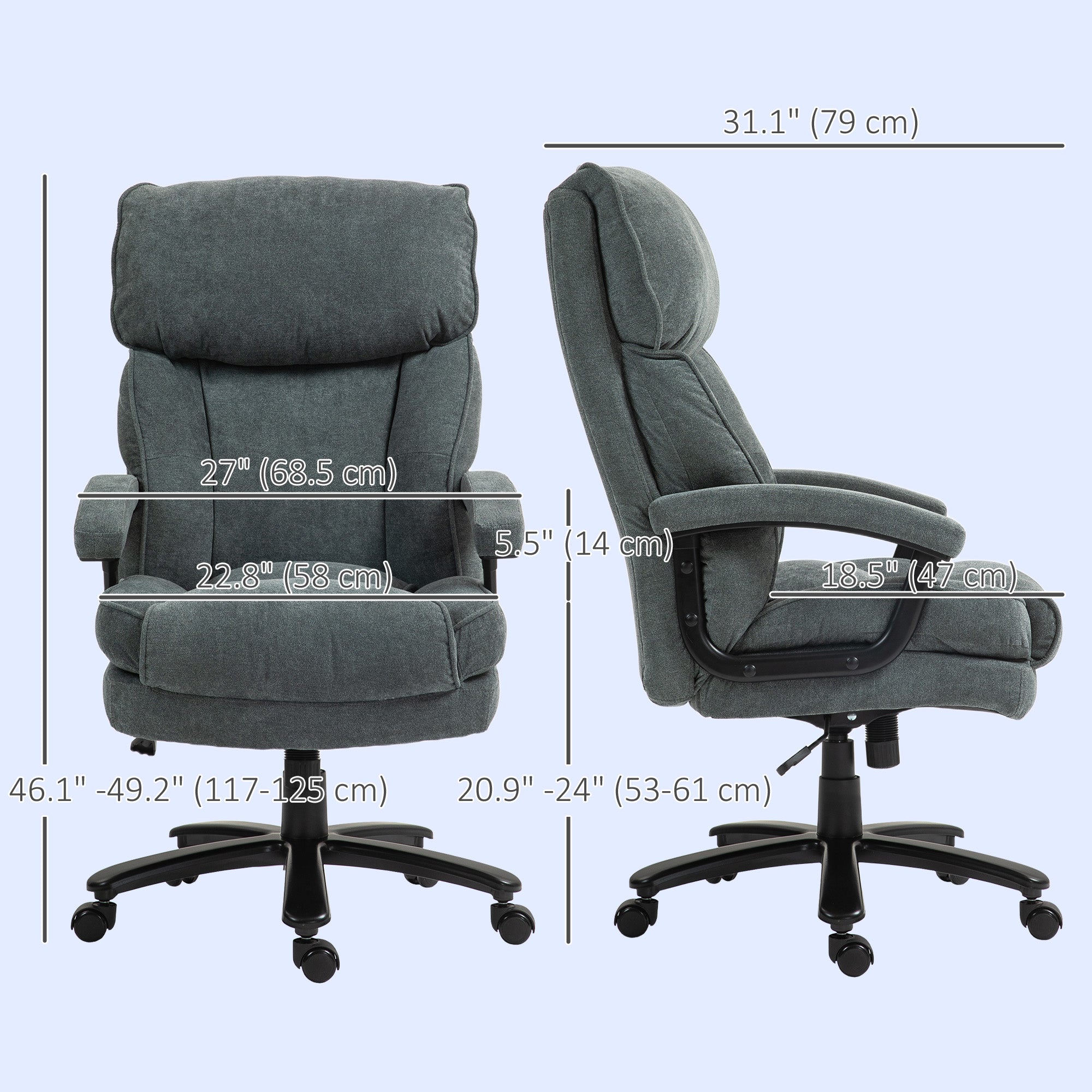 Big & Tall Office Chair 440lb Grey-DECOROLALA
