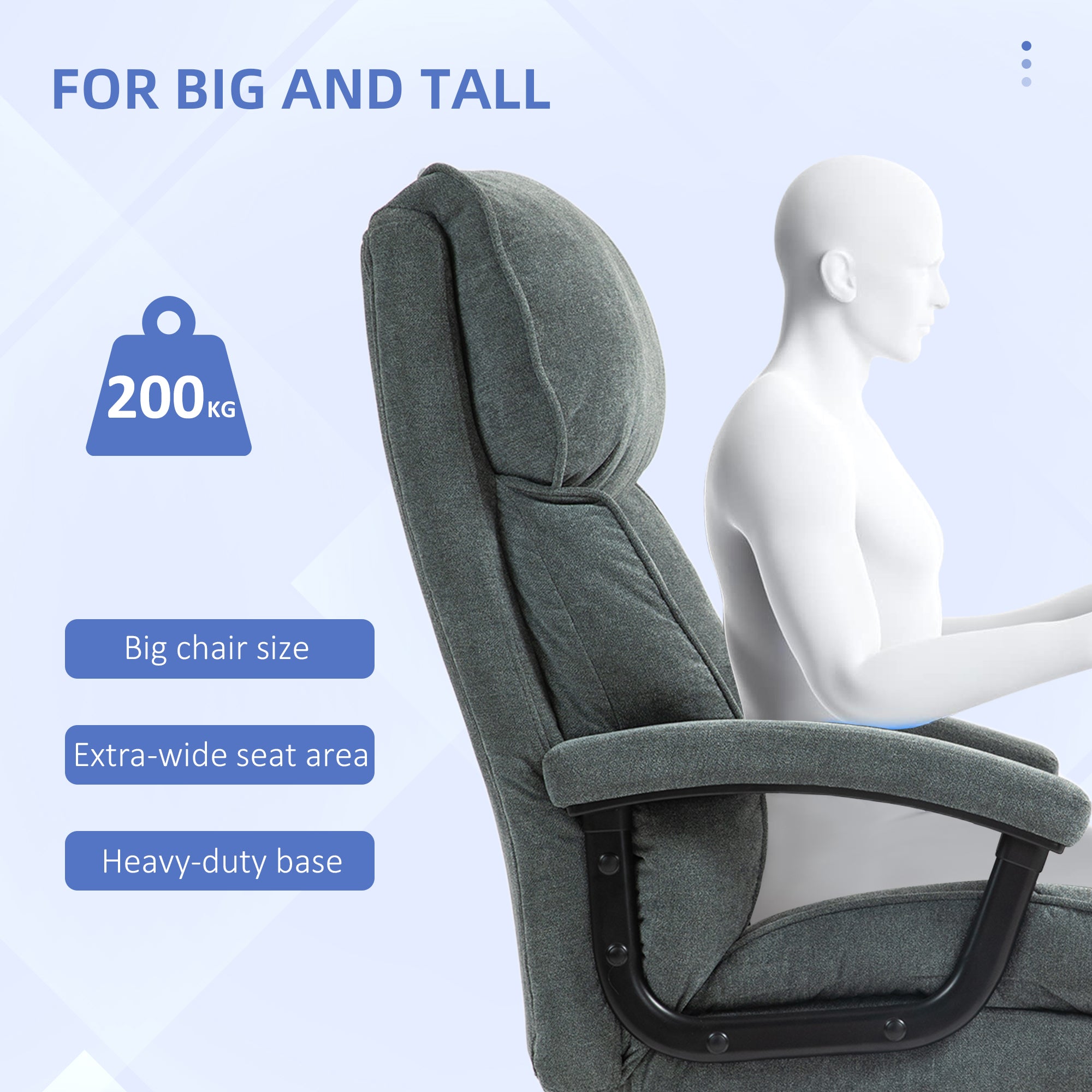Big & Tall Office Chair 440lb Grey-DECOROLALA