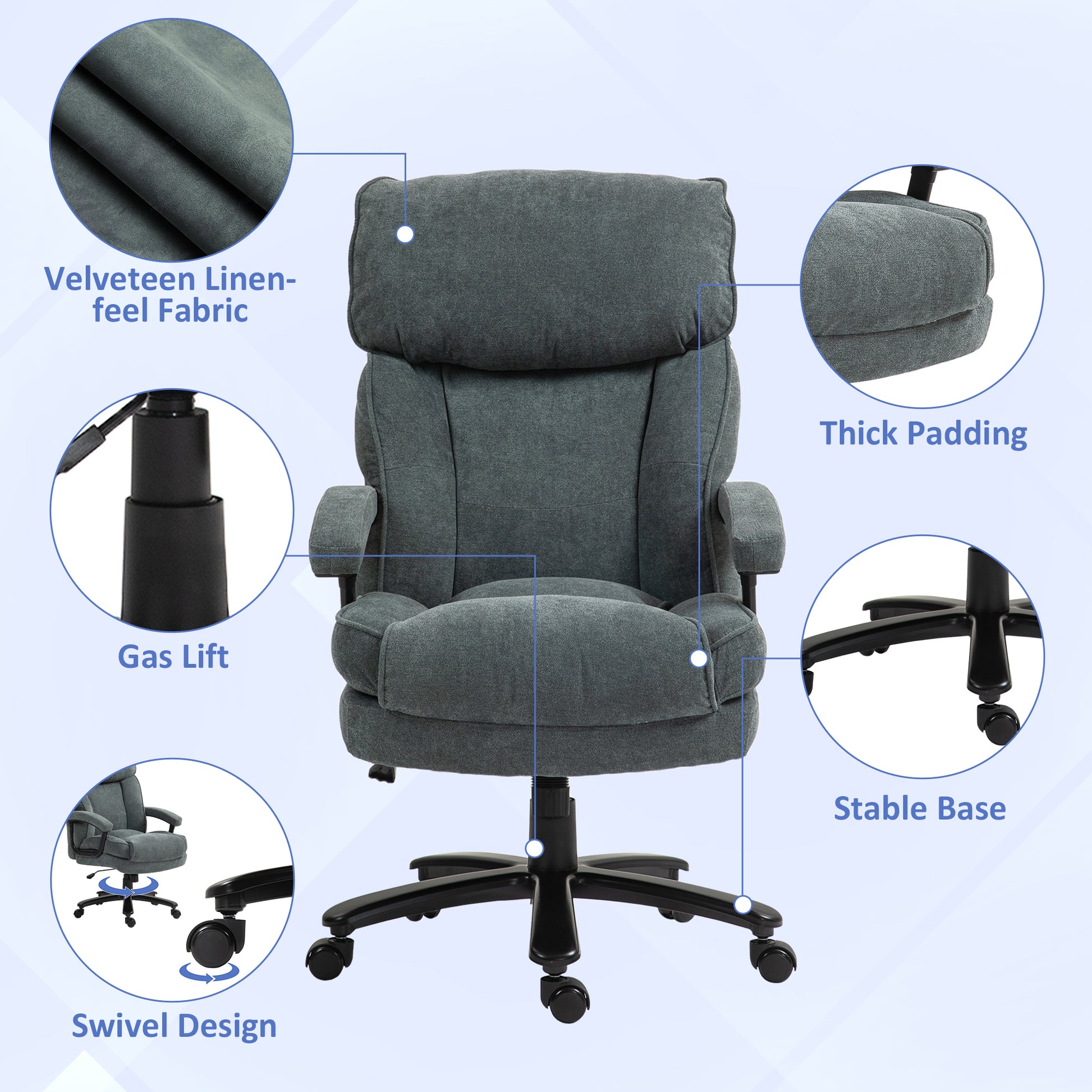 Big & Tall Office Chair 440lb Grey-DECOROLALA