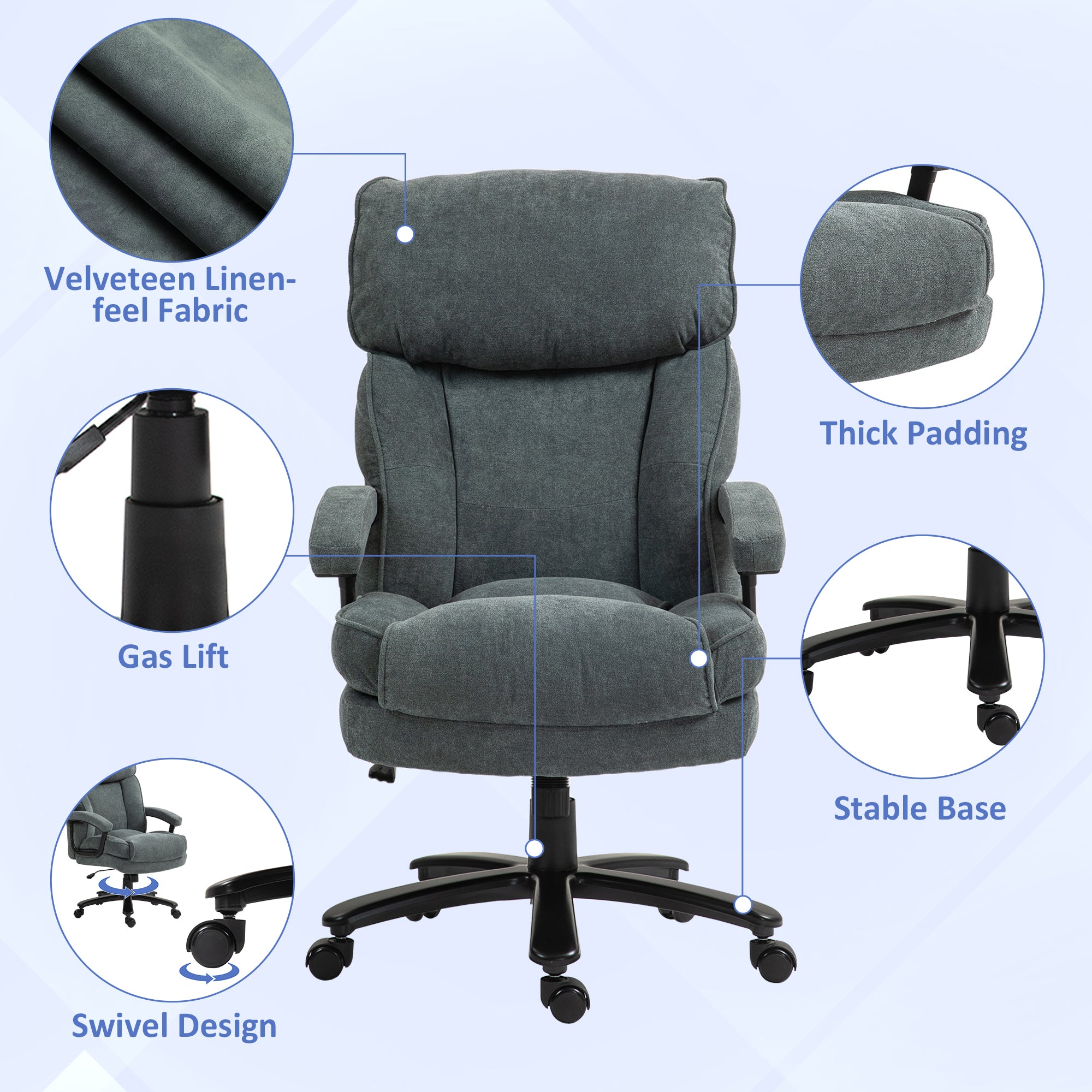 Big & Tall Office Chair 440lb Grey-DECOROLALA