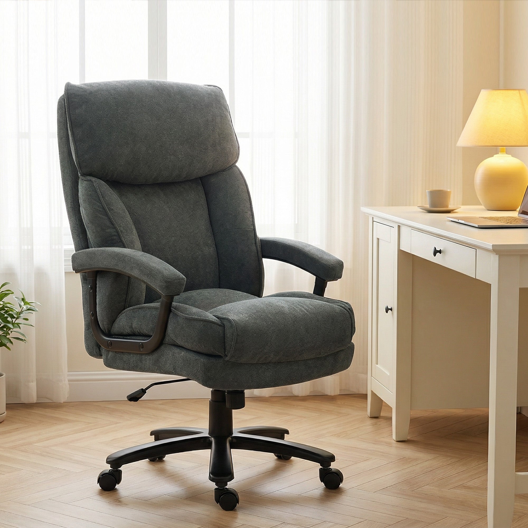 Big & Tall Office Chair 440lb Grey-DECOROLALA