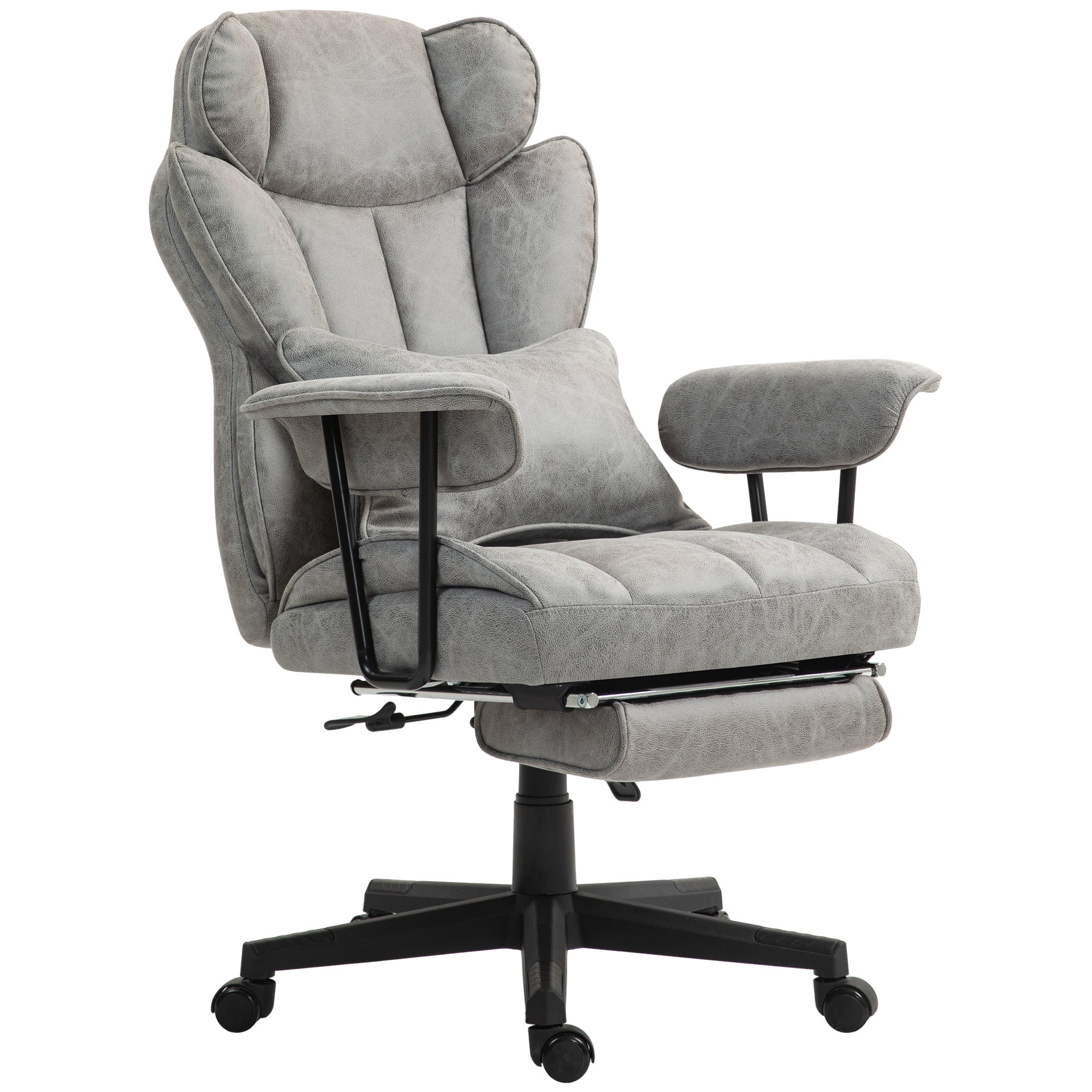 Big & Tall Office Chair Grey 400LBS Footrest-DECOROLALA