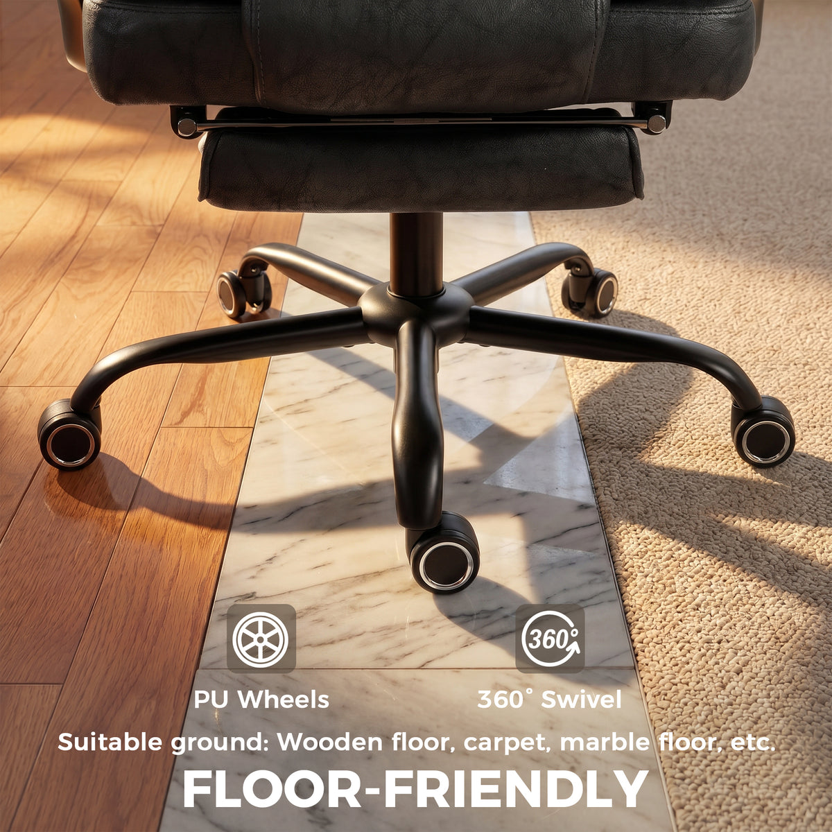 Big and Tall Executive Office Chair 400 lbs - Black-Office Products > Office Furniture > Office Chairs > Executive & Manager Chairs-DECOROLALA