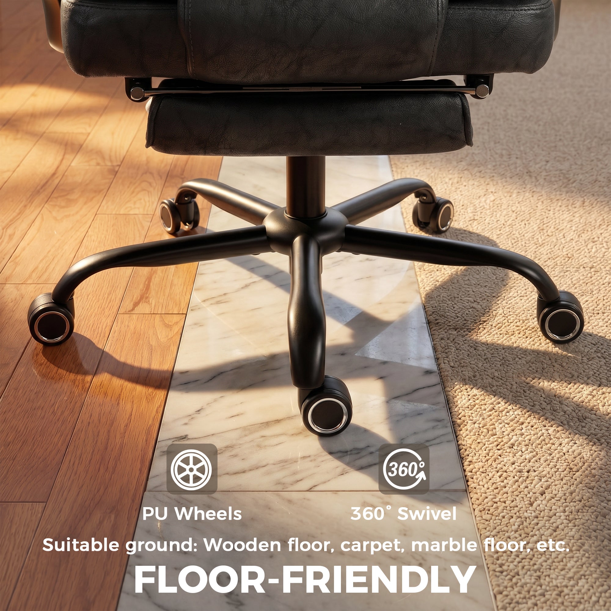 Big and Tall Executive Office Chair 400 lbs - Black-Office Products > Office Furniture > Office Chairs > Executive & Manager Chairs-DECOROLALA